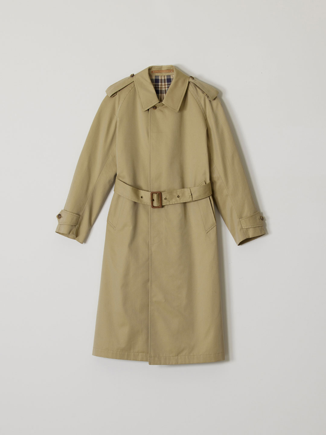 Cotton Gaberdine Single Breasted Trench Coat - Beige