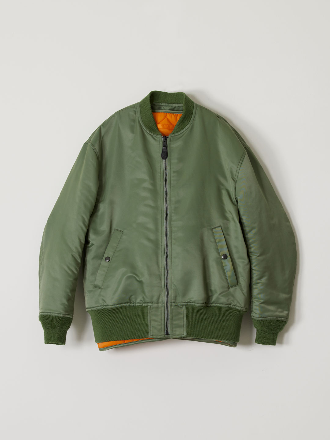 Nylon Cotton Twill Layered Bomber Jacket - Sage