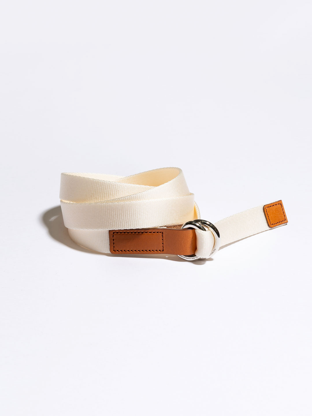 Silky Tape Double Ring Belt - Ecru