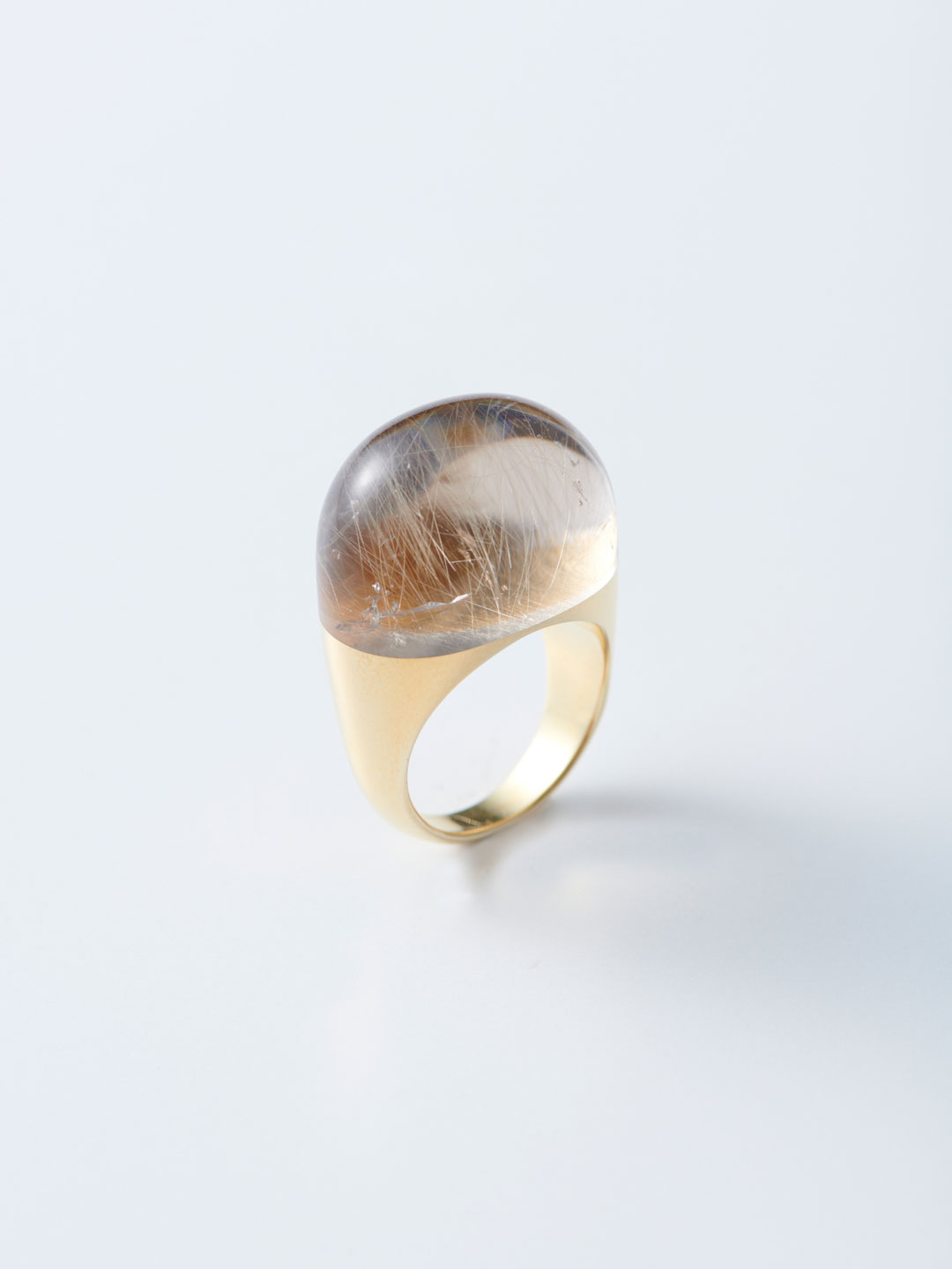 Rock Ring L No.70 / Rutile Quartz - Yellow Gold