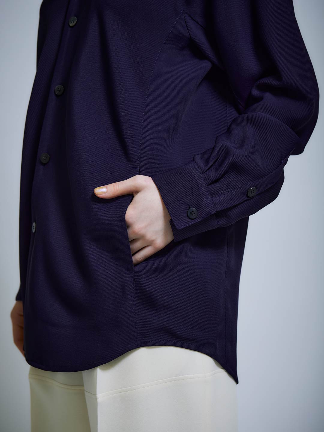 Dolman Sleeve Shirt Jacket - Navy