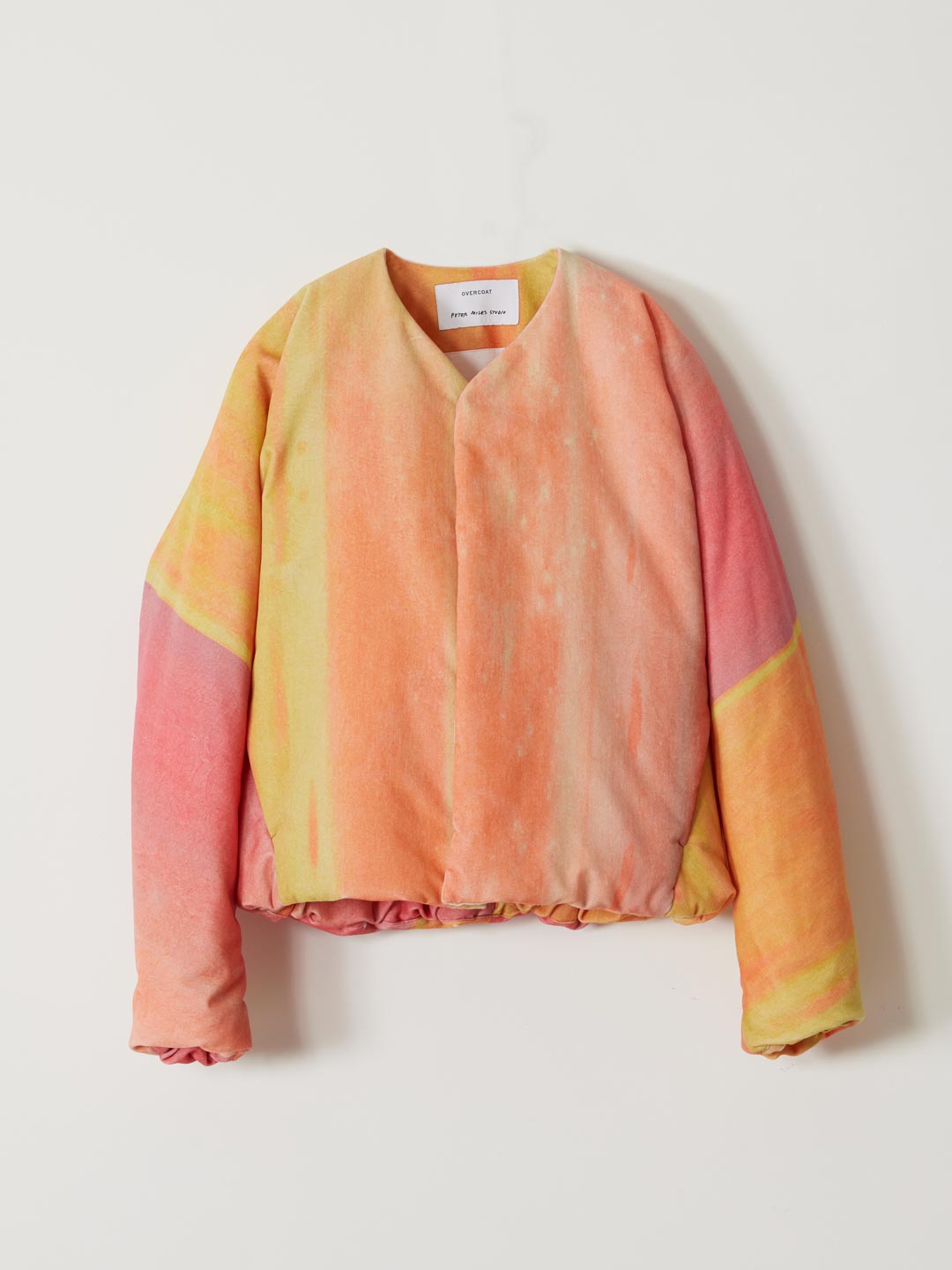 Dolman Sleeve Velvet Puffer Jacket - Orange