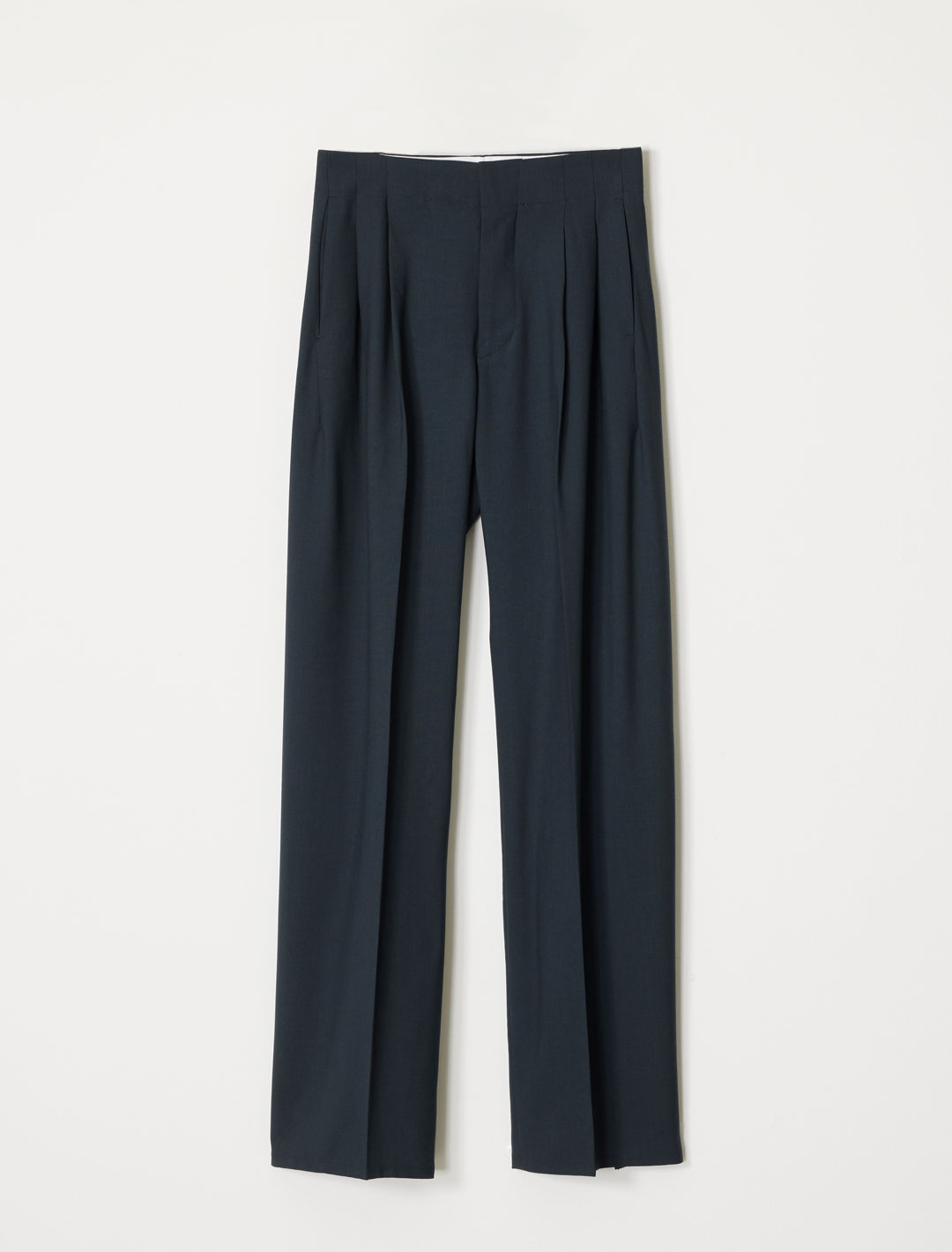 Tucked Trouser In Tropical Wool - Dark Green