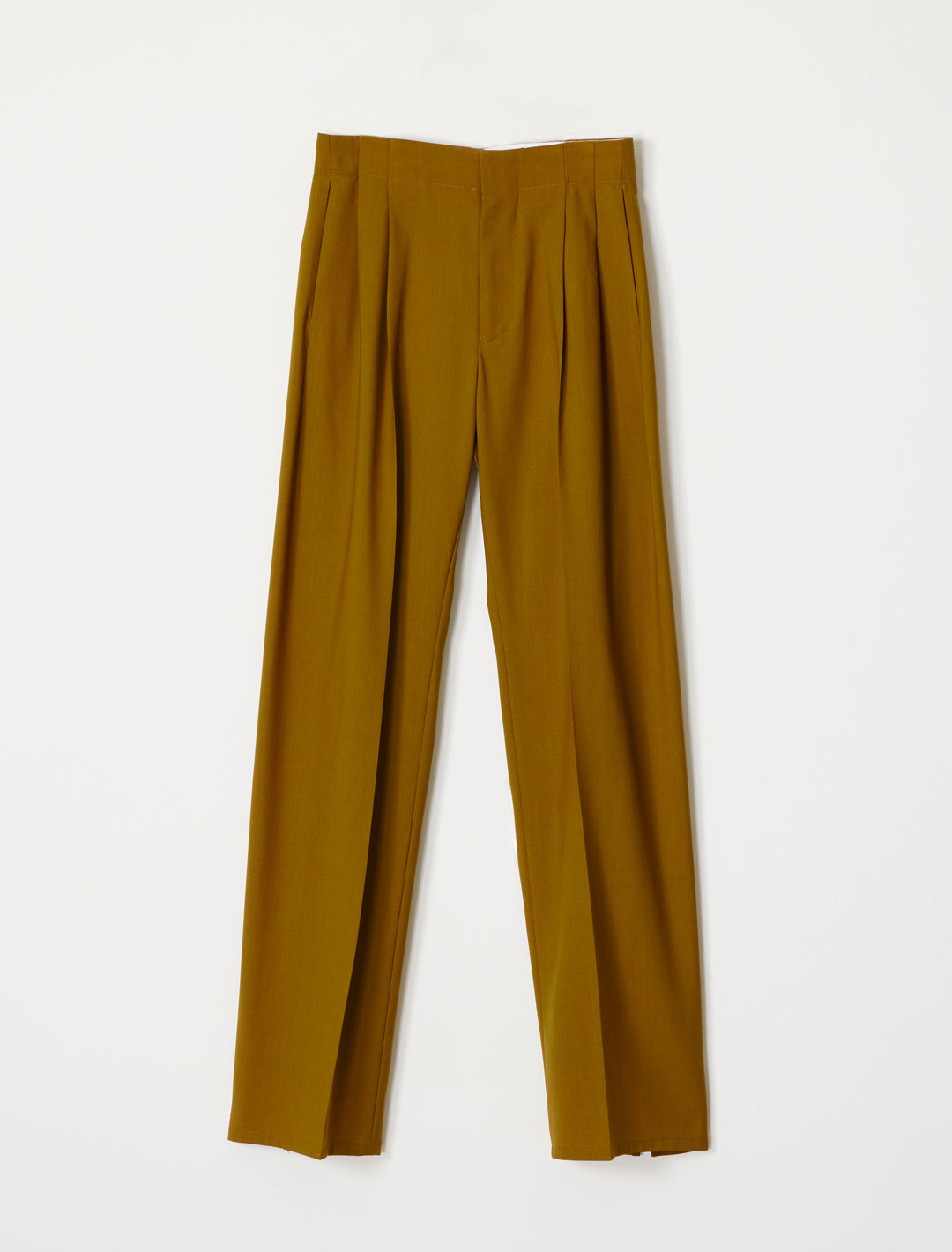 Tucked Trouser In Tropical Wool - Gold