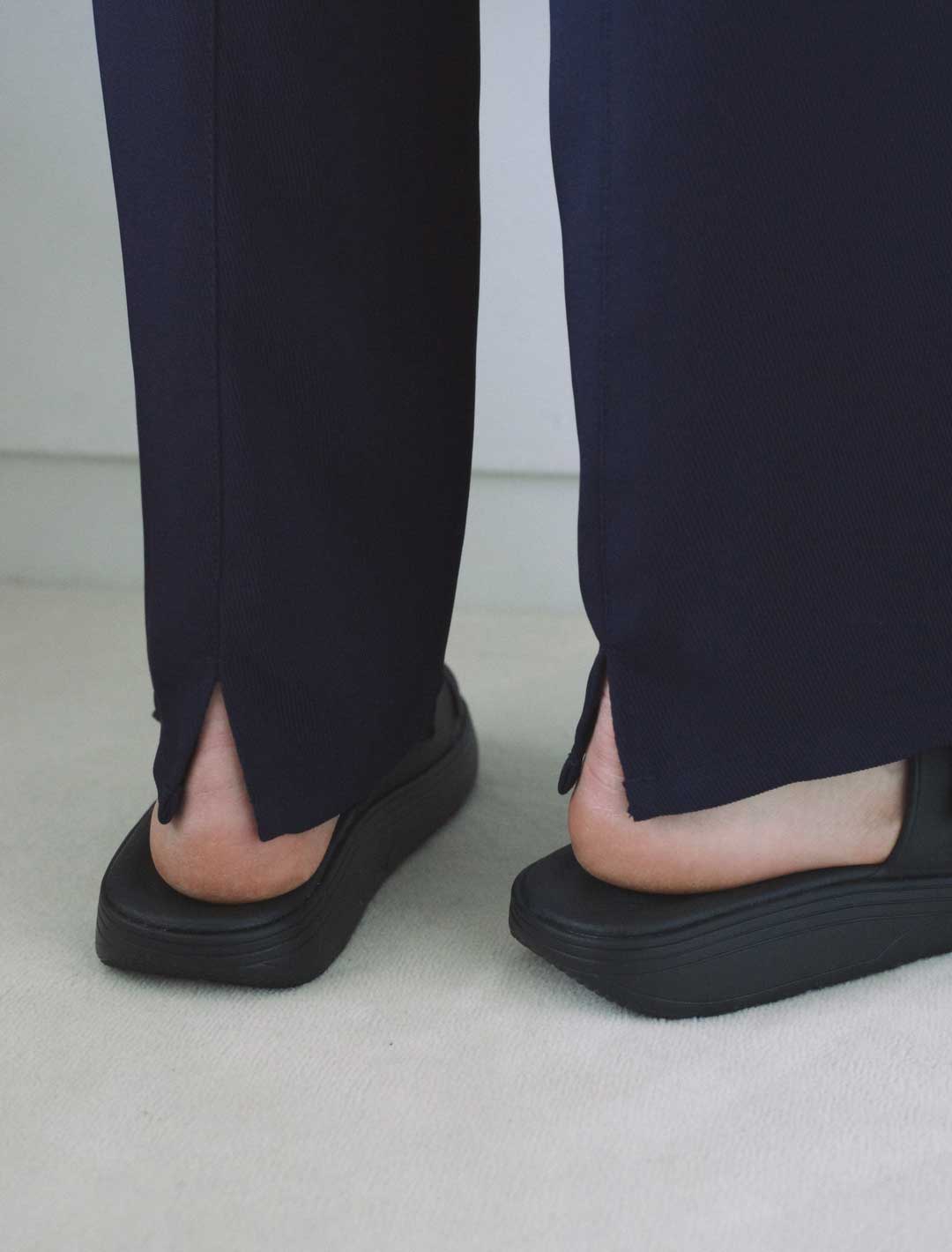 Straight Leg Trousers - Navy