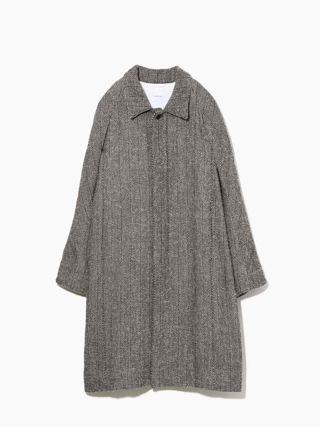 Wool Herringbone Soutien Collar Overcoat - Multi Color