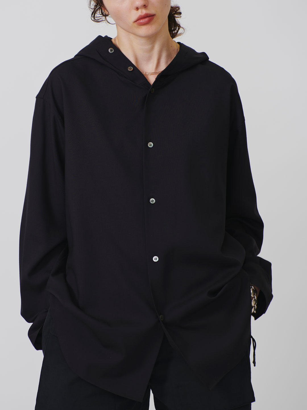 Dropped Shoulder Hoody Top - Charcoal