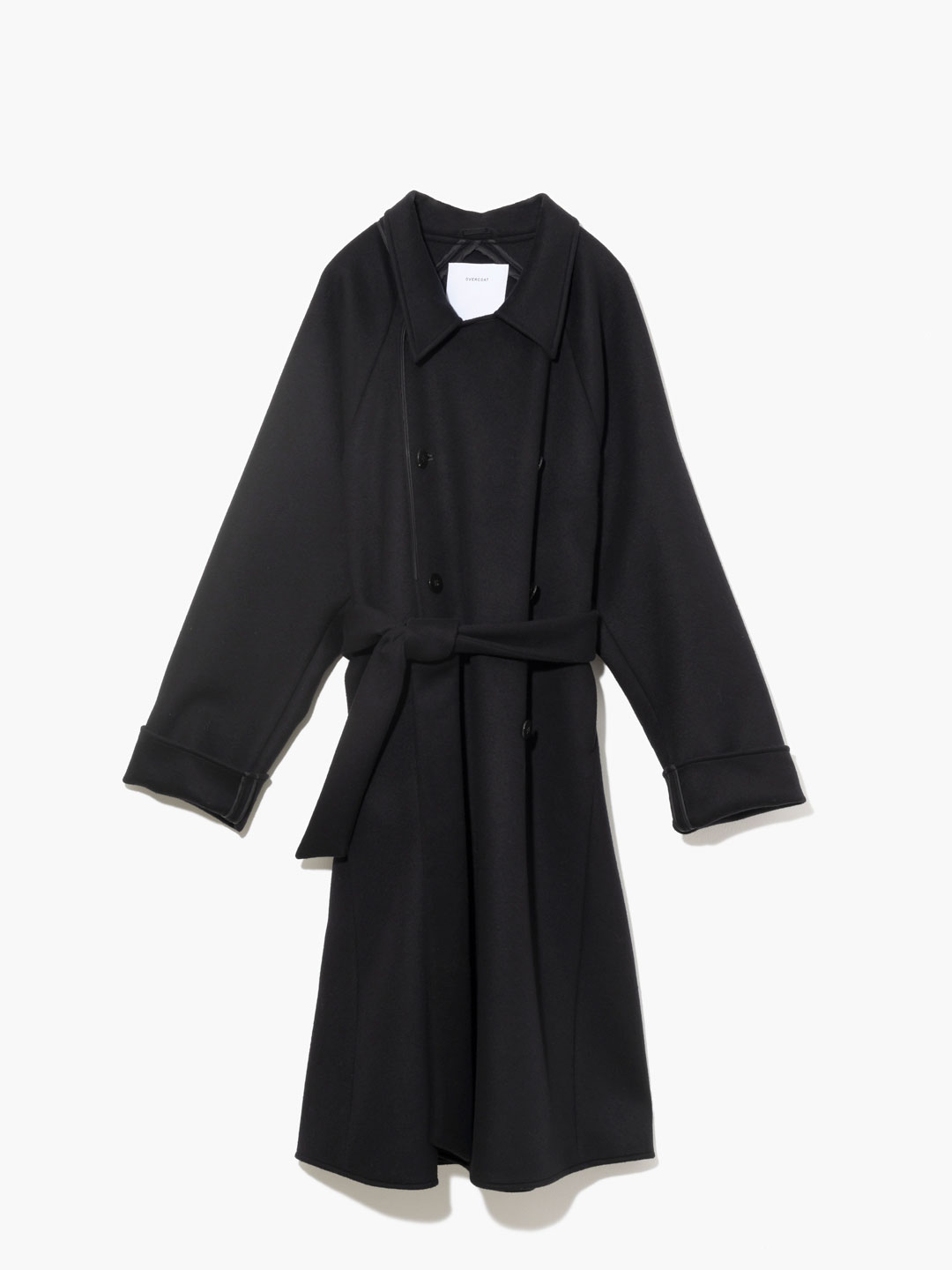 Beaver Wool Double Breasted Overcoat - Black