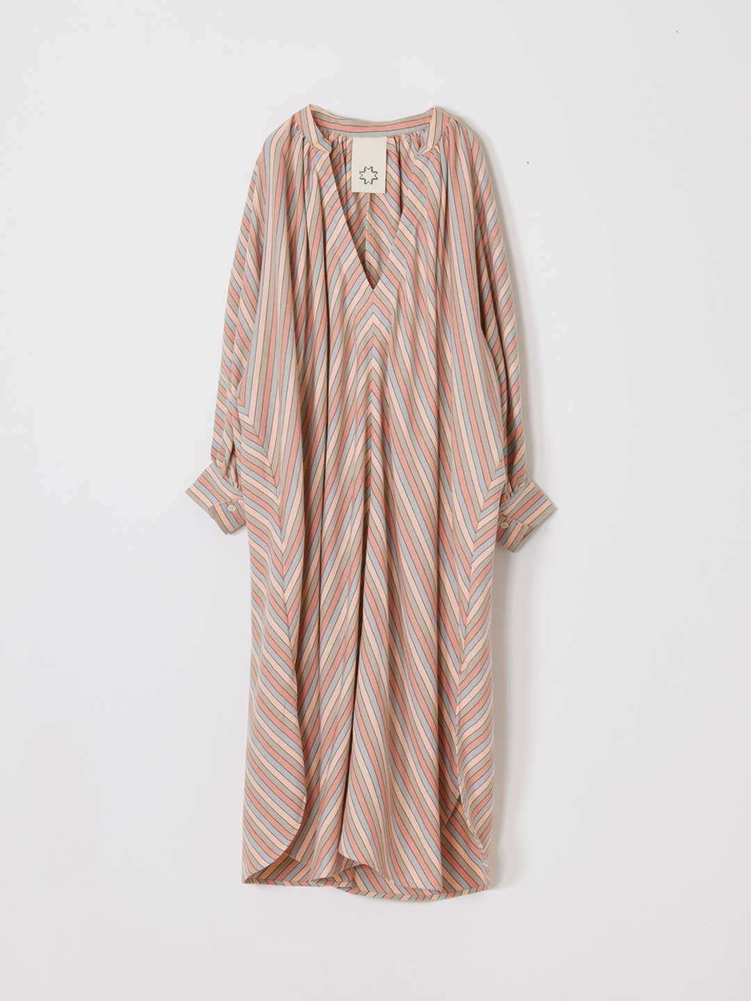 V Neck Bias Smock Dress - Pink