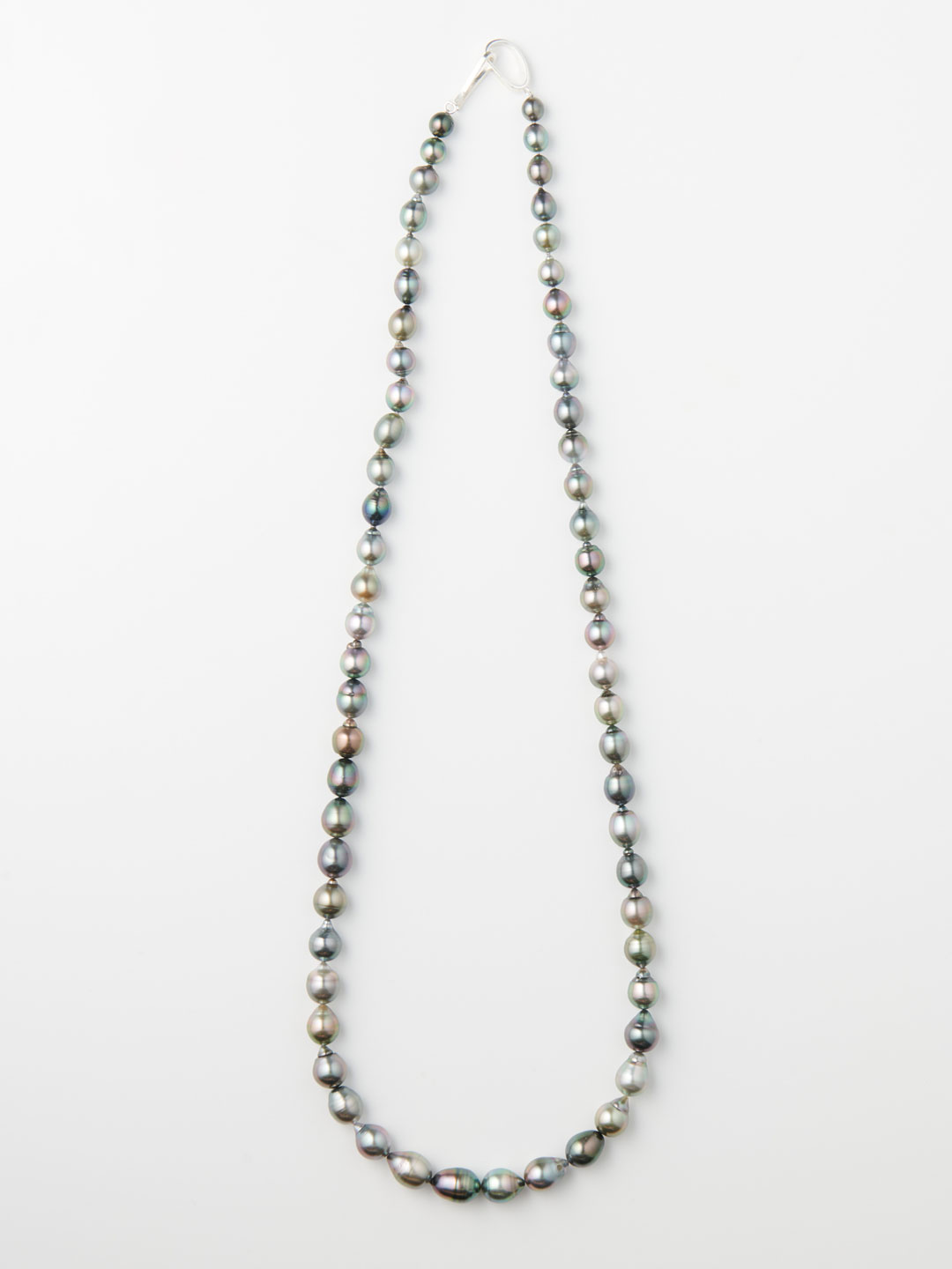 Tahitian Multi Coloured Pearl Necklace 75cm  - Silver