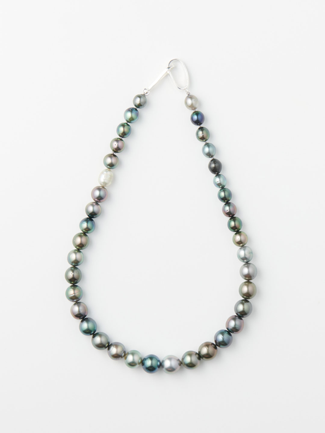 Tahitian Multi Coloured Pearl Necklace 40cm  - Silver