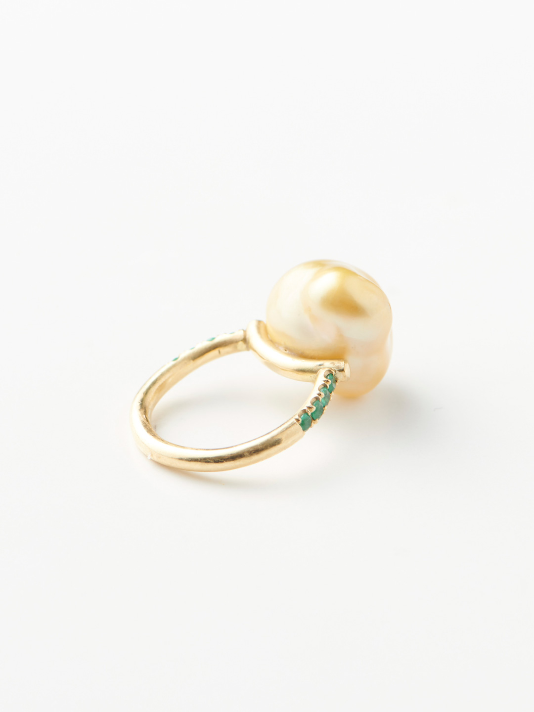 Emerald&South Sea Pearl Ring - Gold