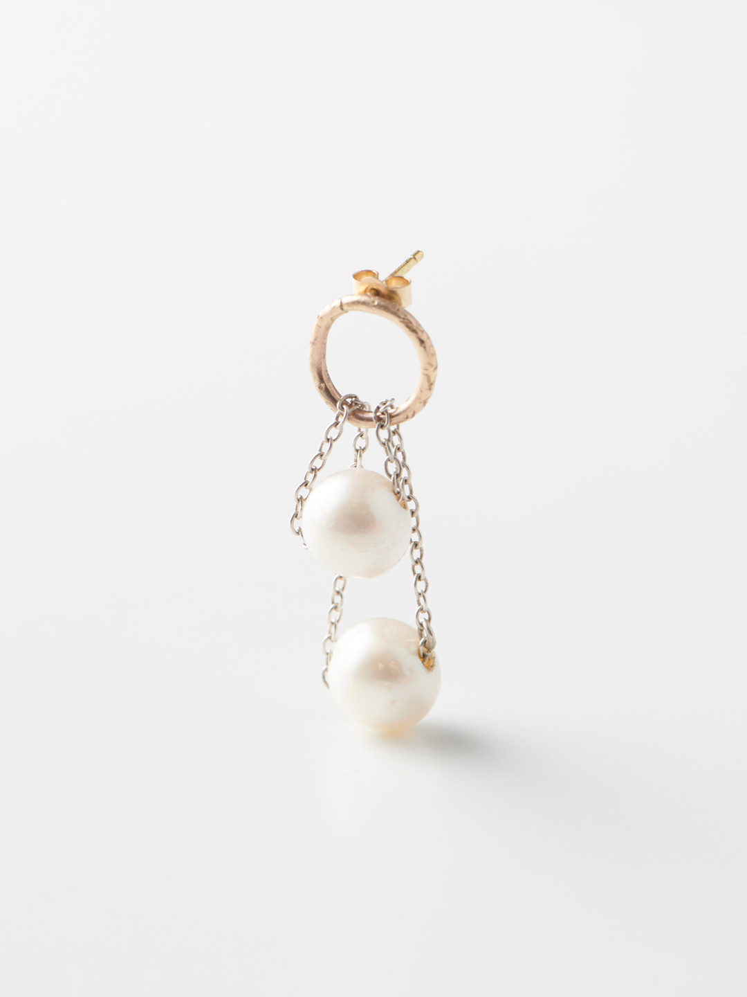 White Ball Pierced Earring - Silver