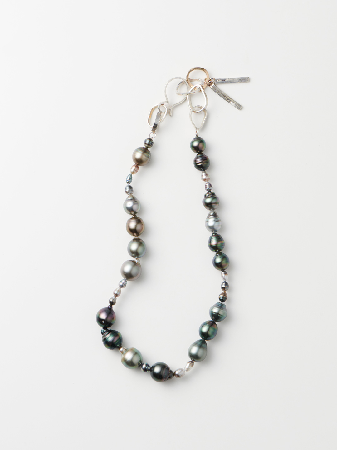 10mm Tahitian Multi Pearl Necklace 42cm - Silver