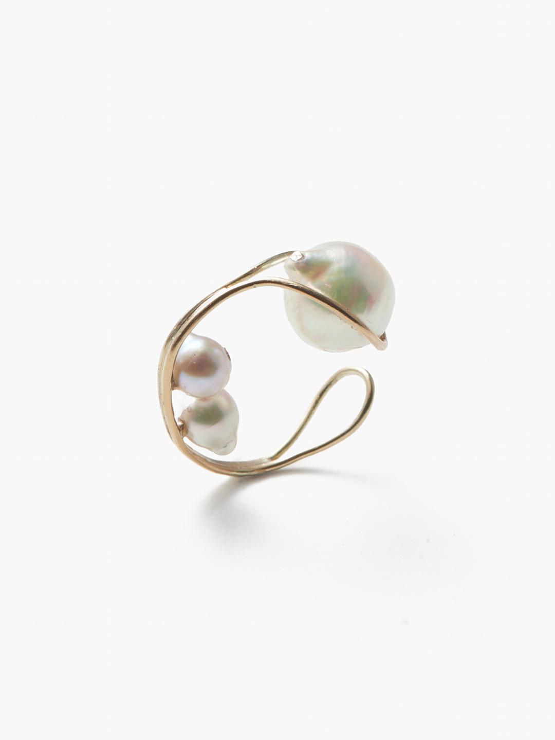 Nest Three Akoya Pearl Ear Cuff - Gold