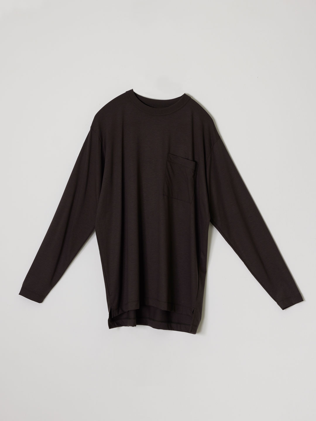 Cotton Spinning Wool Long T-Shirt - Brown