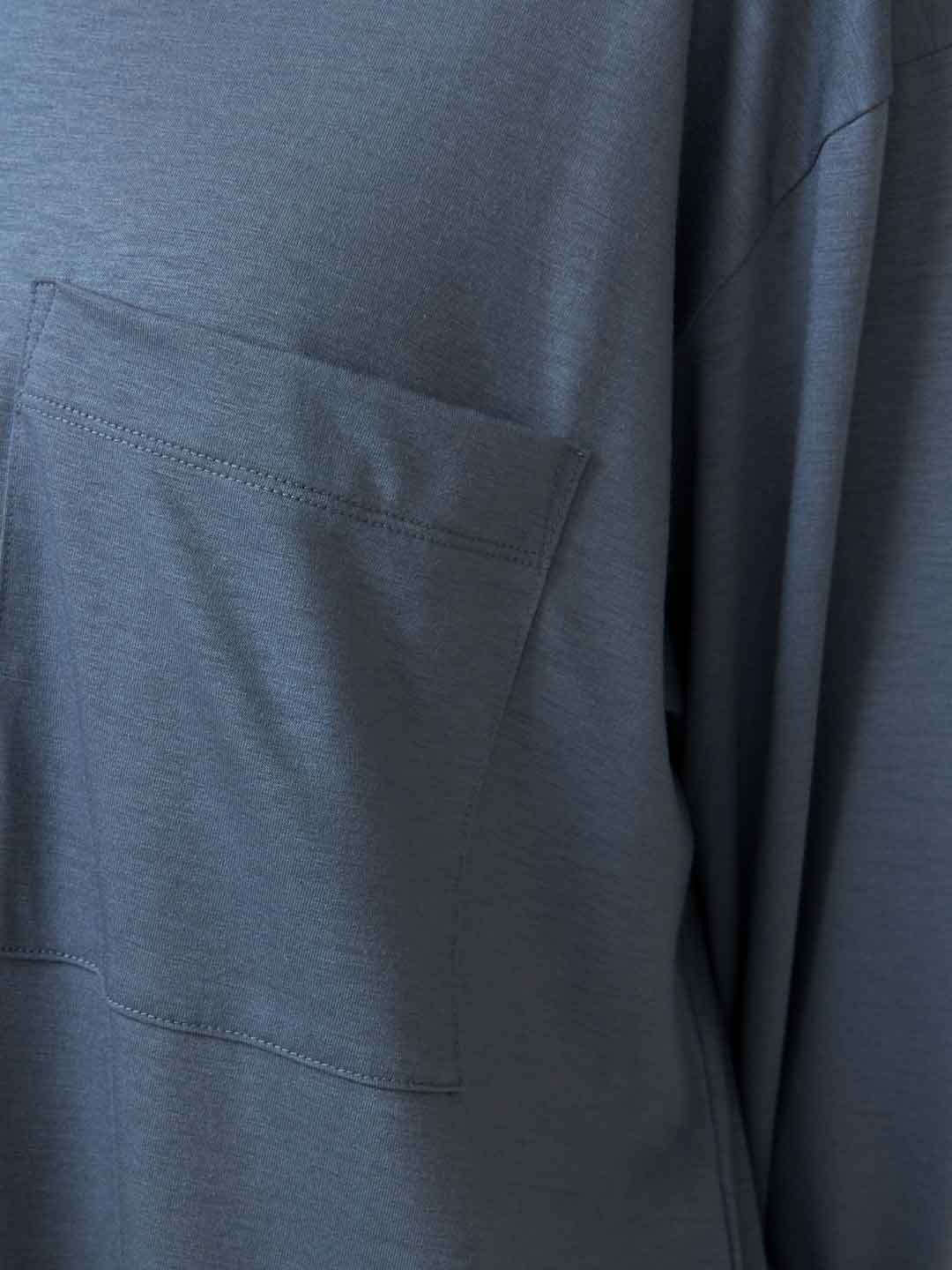 Cotton Spinning Wool Long T-Shirt - Grey