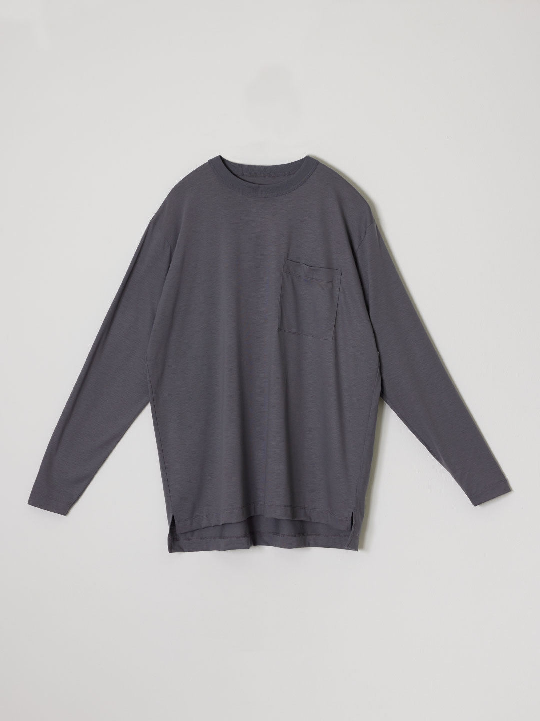 Cotton Spinning Wool Long T-Shirt - Grey