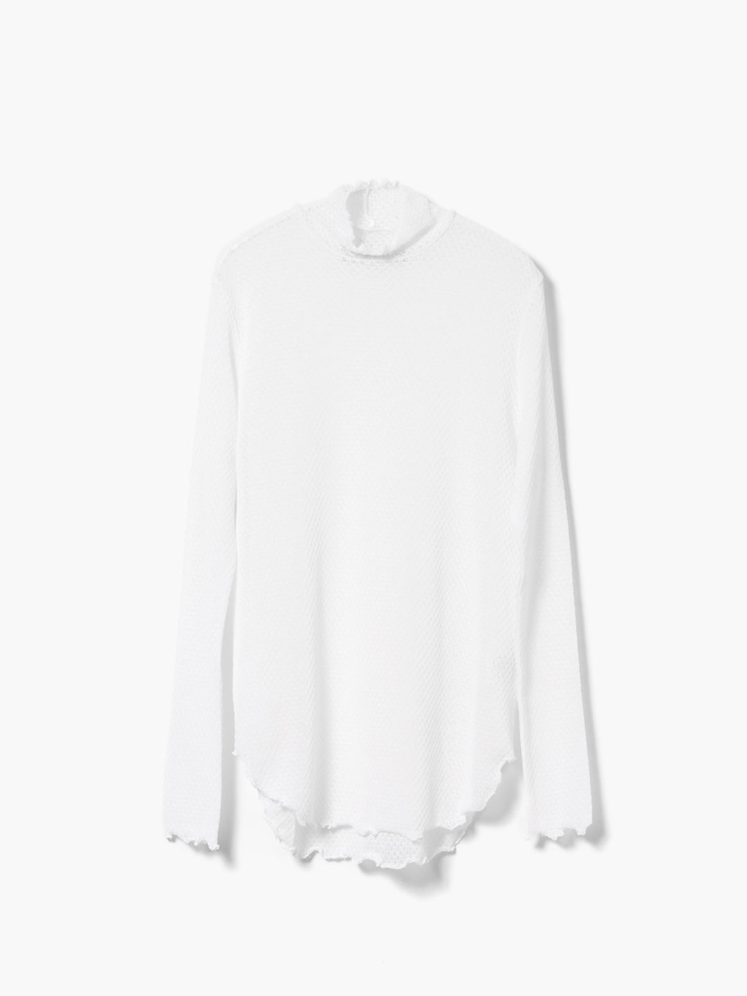 Lace Pattern Turtle Neck - White