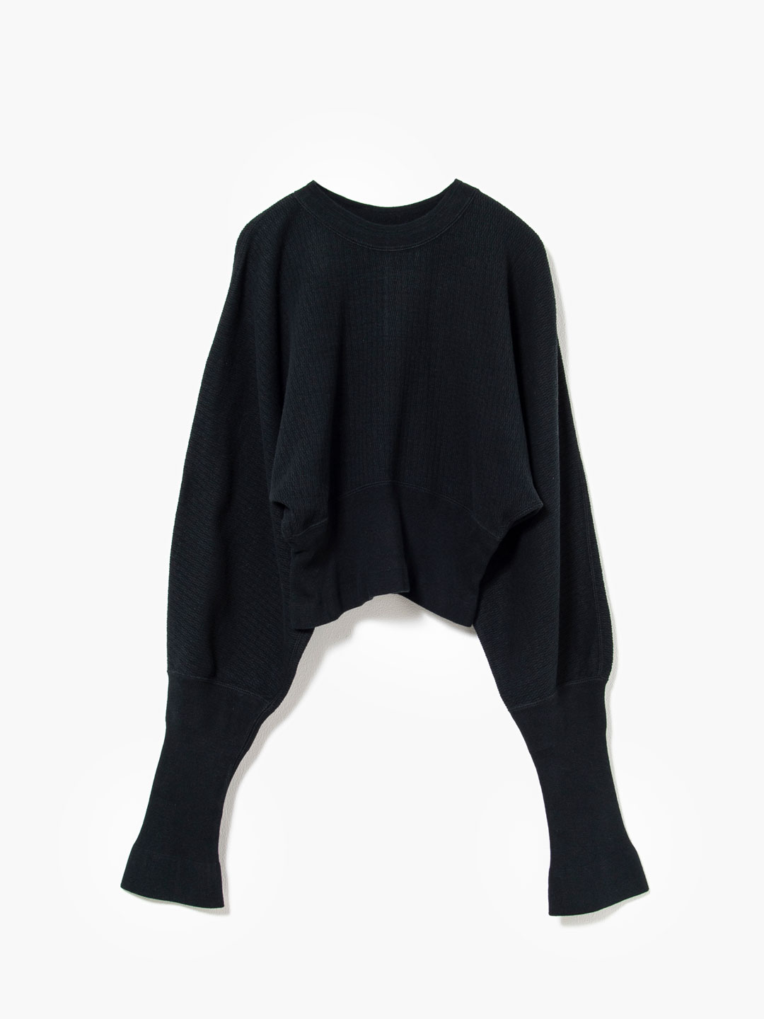 Drop Needle Wuffle Dolman Tops - Black
