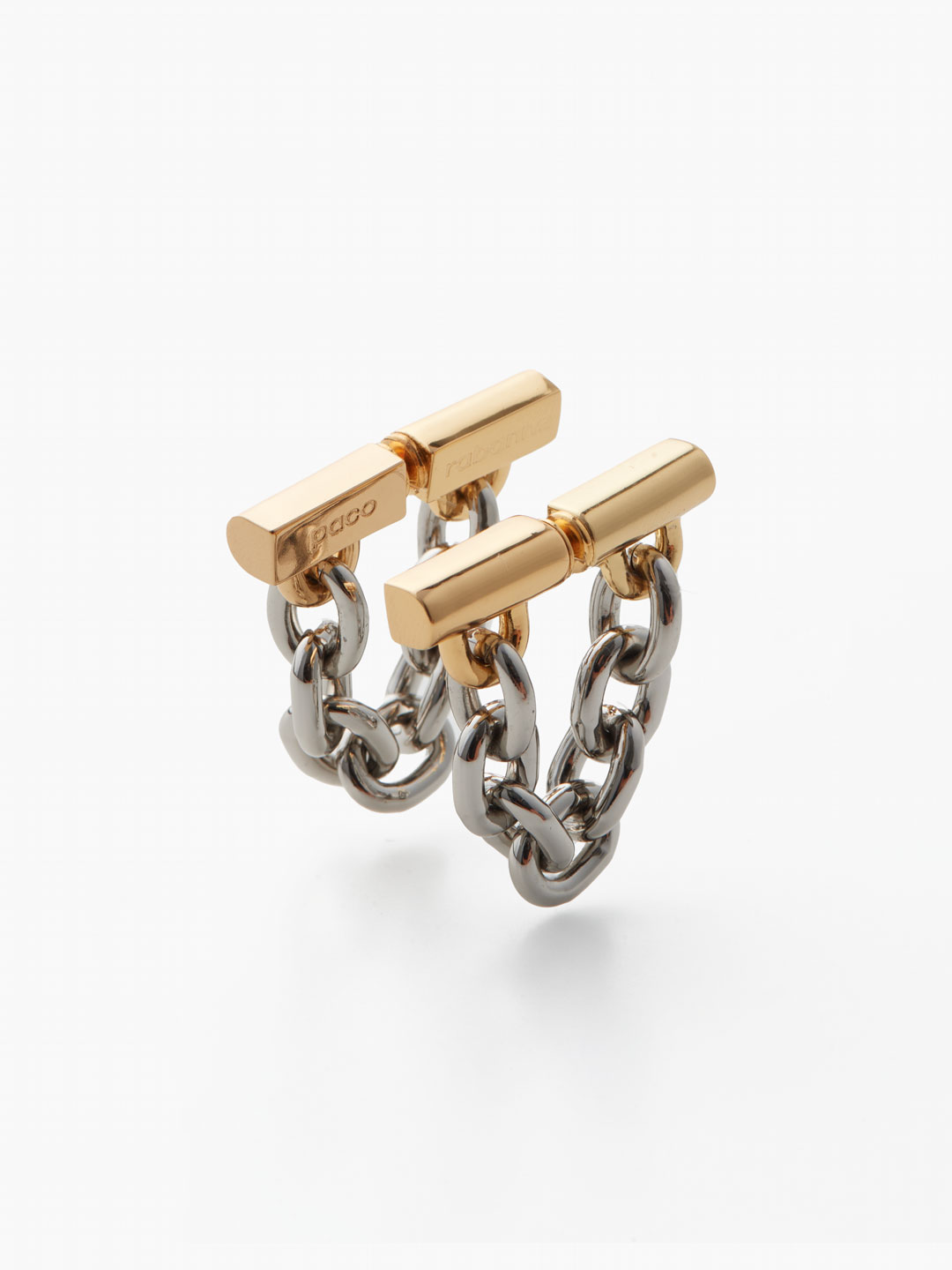 XL Link Chain Pierced Earring - Silver/Yellow Gold