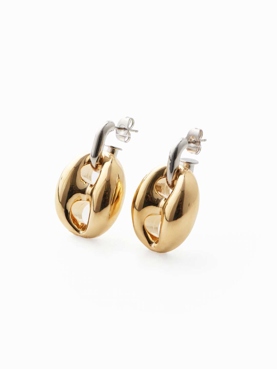 Xtra Eight Dang Pierced Earring  - Silver/Yellow Gold