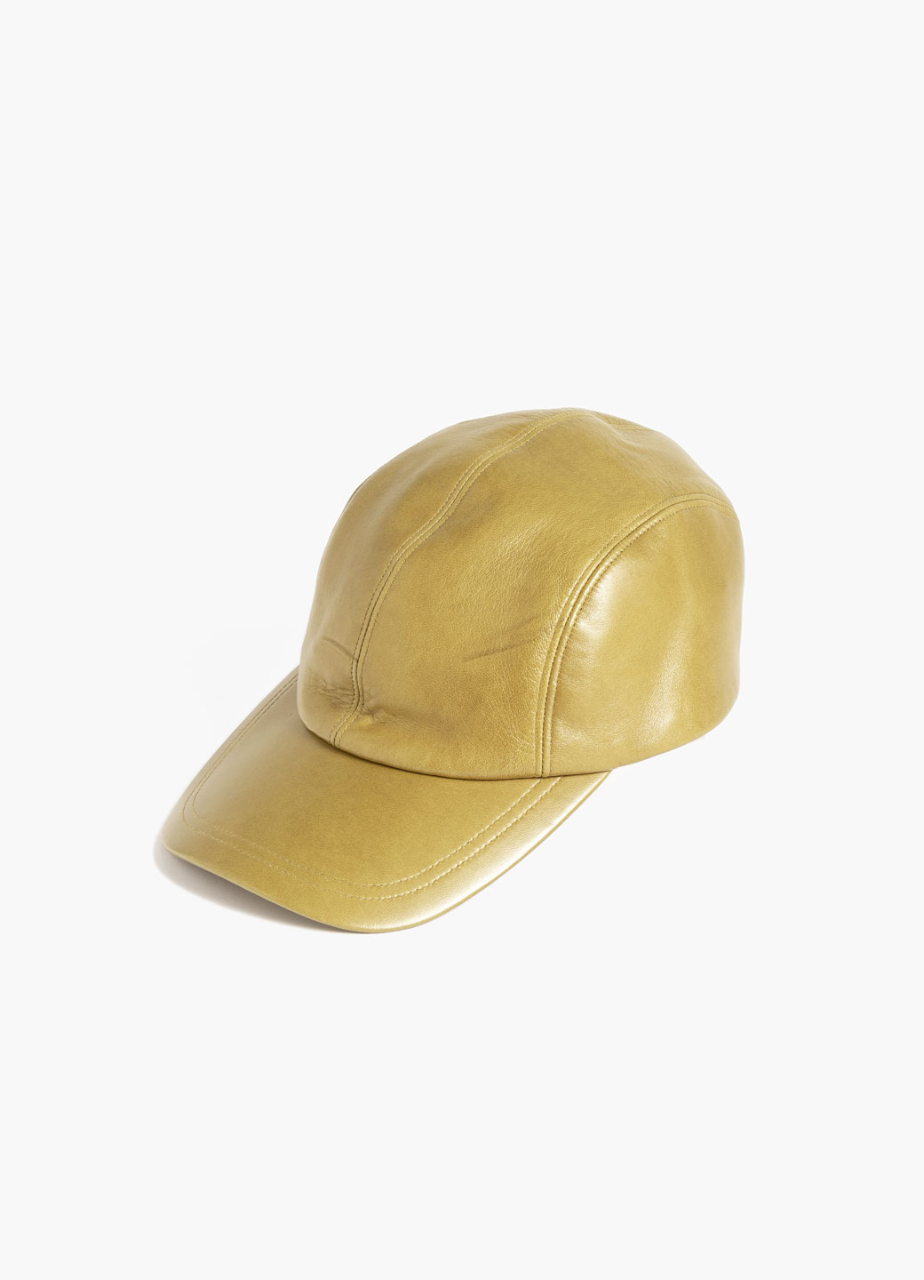 Lamb Leather Jet Cap - Mustard