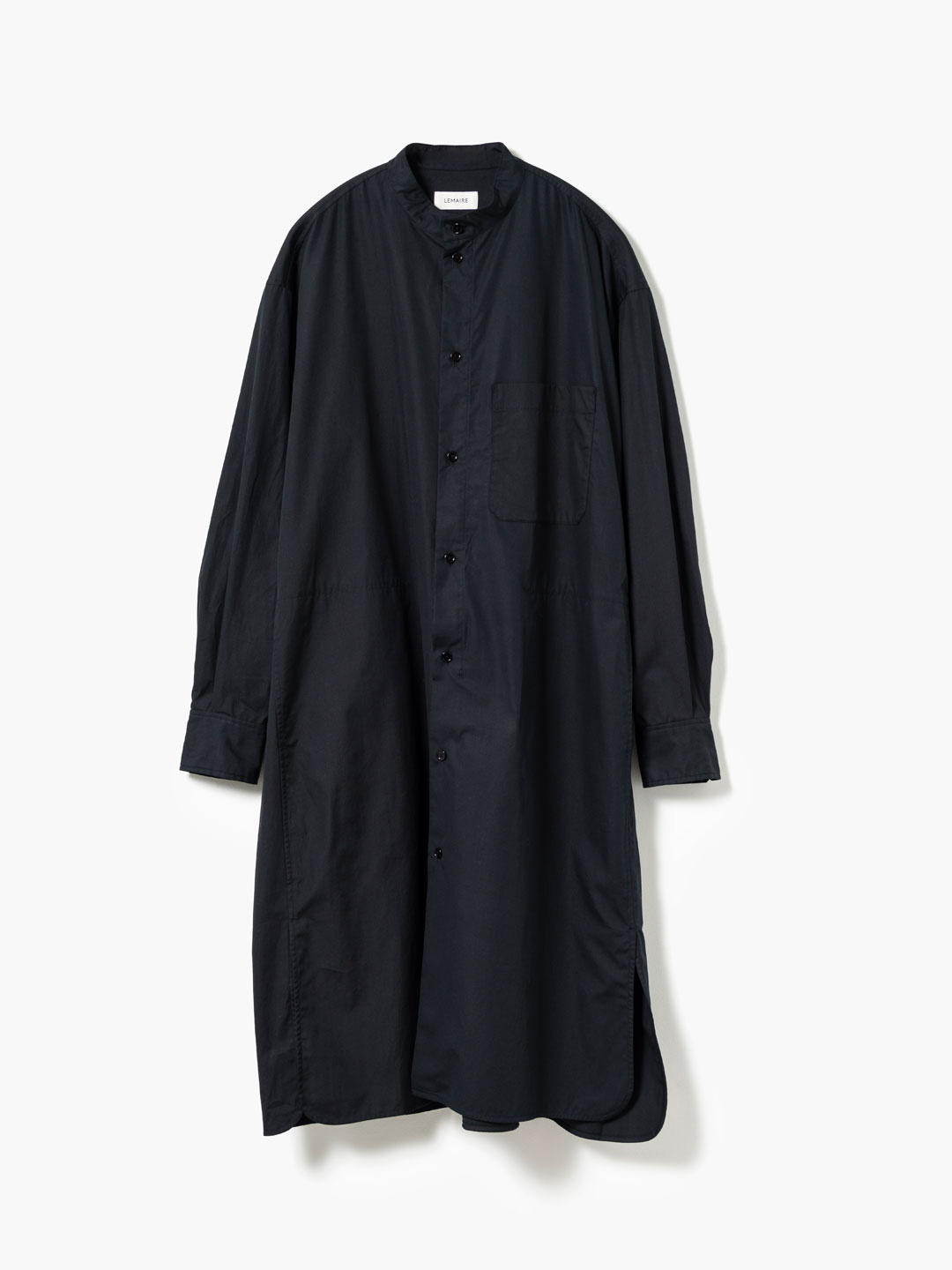 Officer Collar Shirt Dress - Black