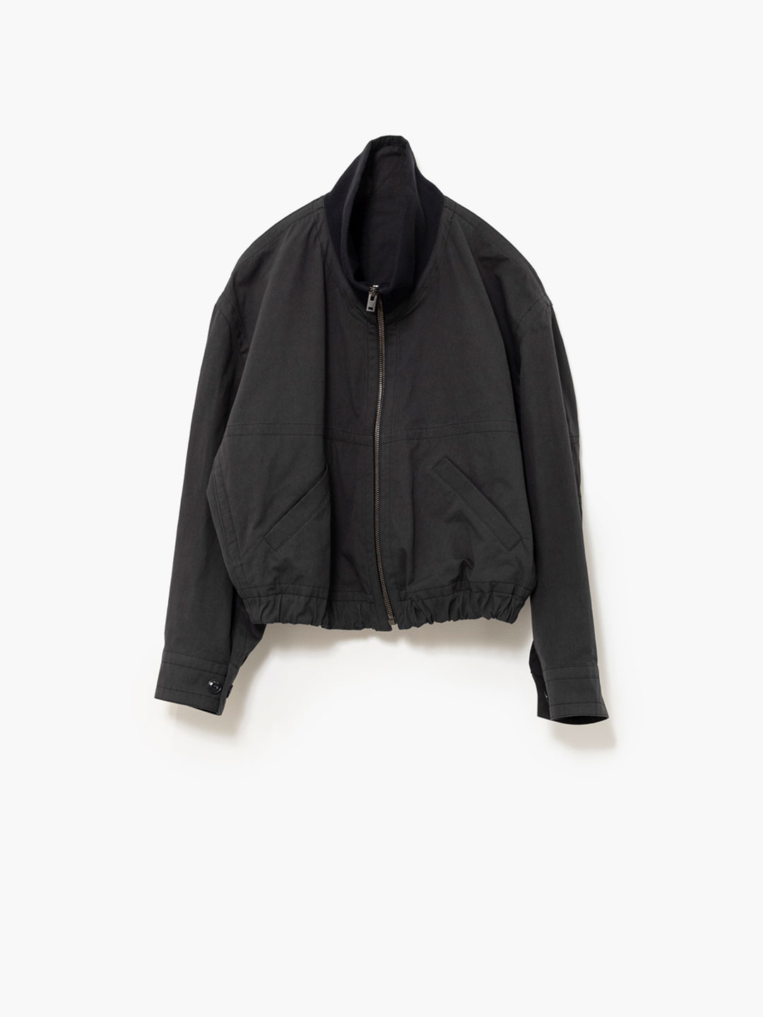 Double Layer Blouson With Rib - Charcoal
