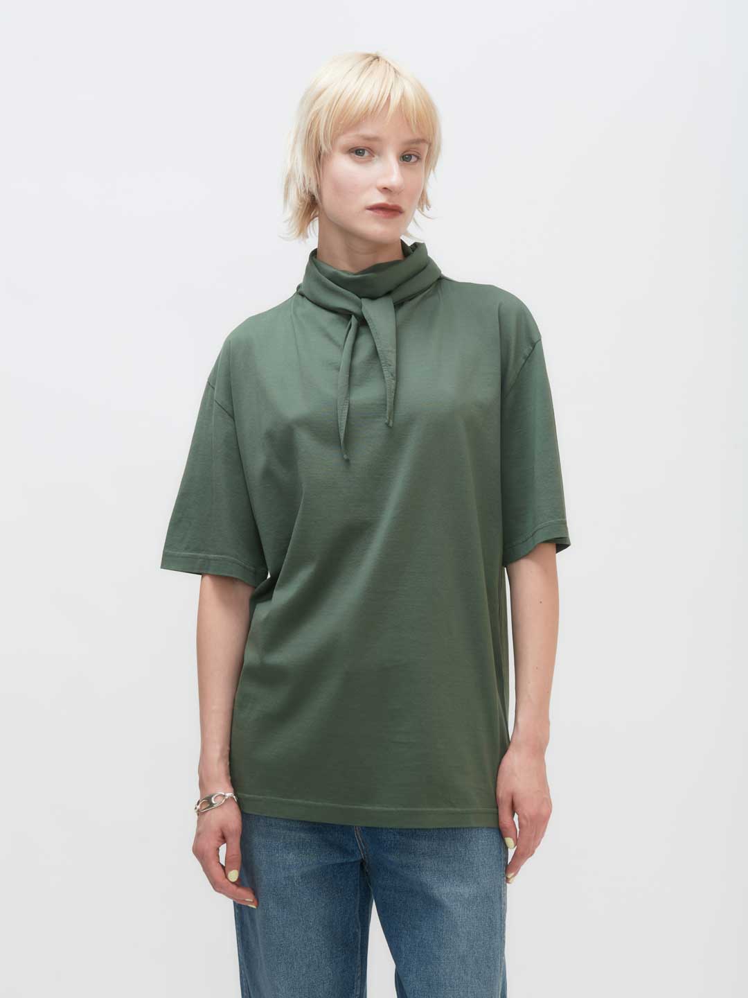 T-Shirt With Foulard - Olive
