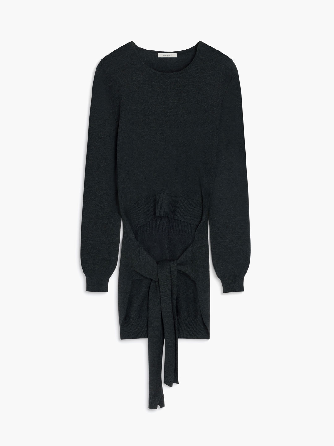 Trompe L'oeil Neck Crew Jumper Knit - Charcoal Grey