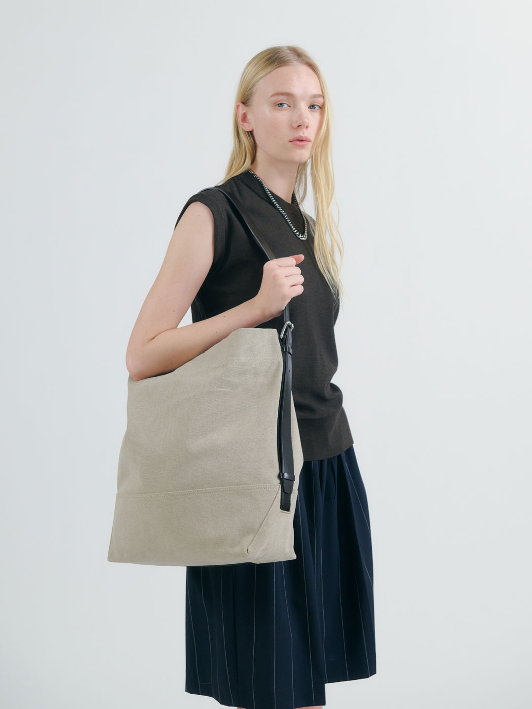 Belted Tote Bag - Natural