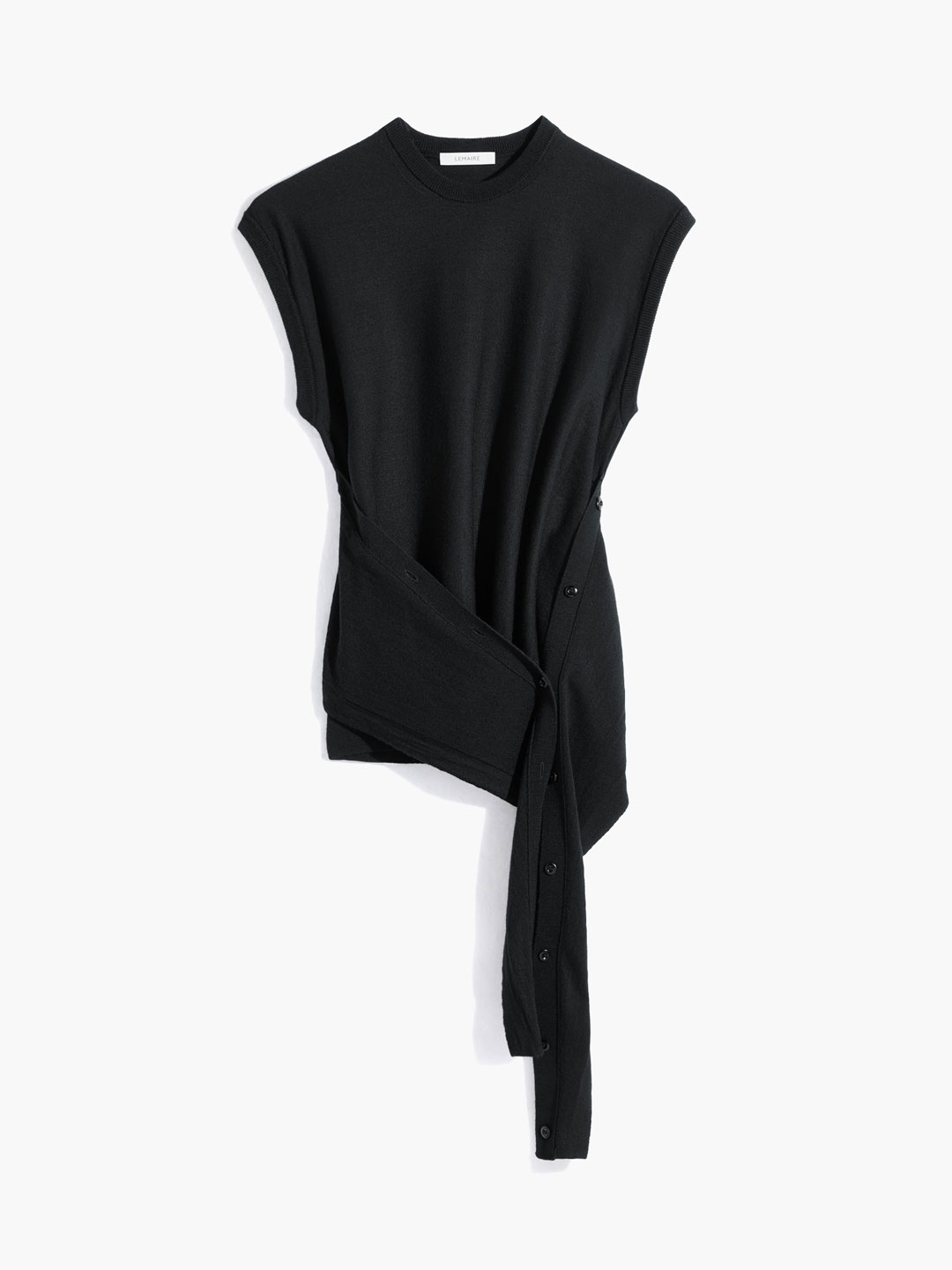 Sleeveless Buttoned Top - Black