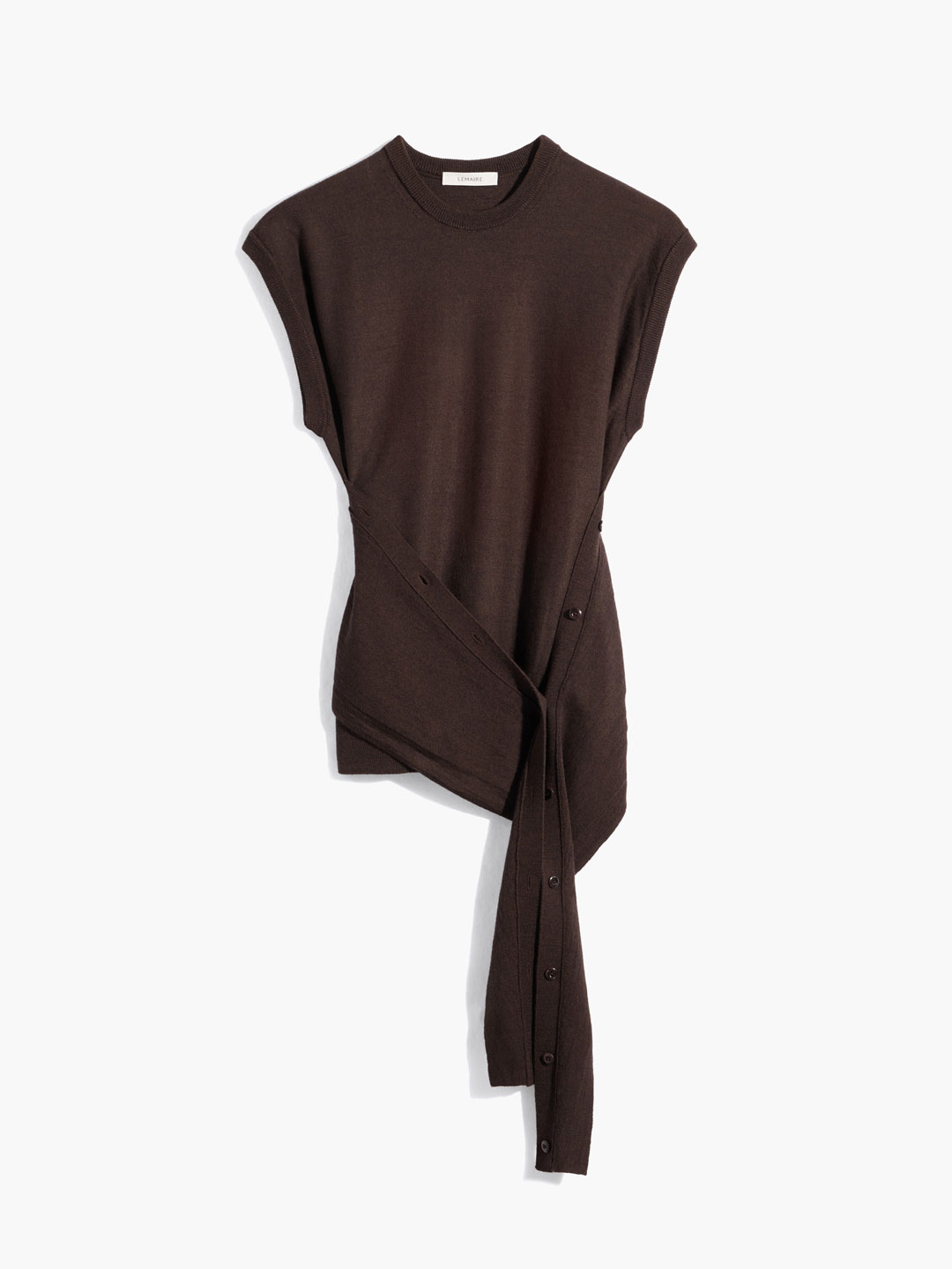Sleeveless Buttoned Top - Dark Brown