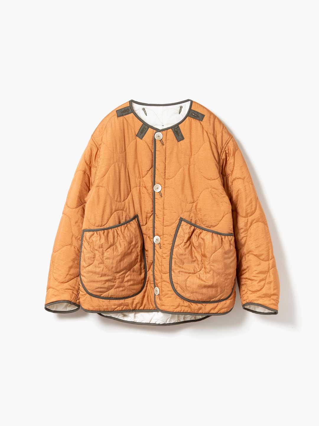 Reversible Cropped Quilt Jacket - Orange