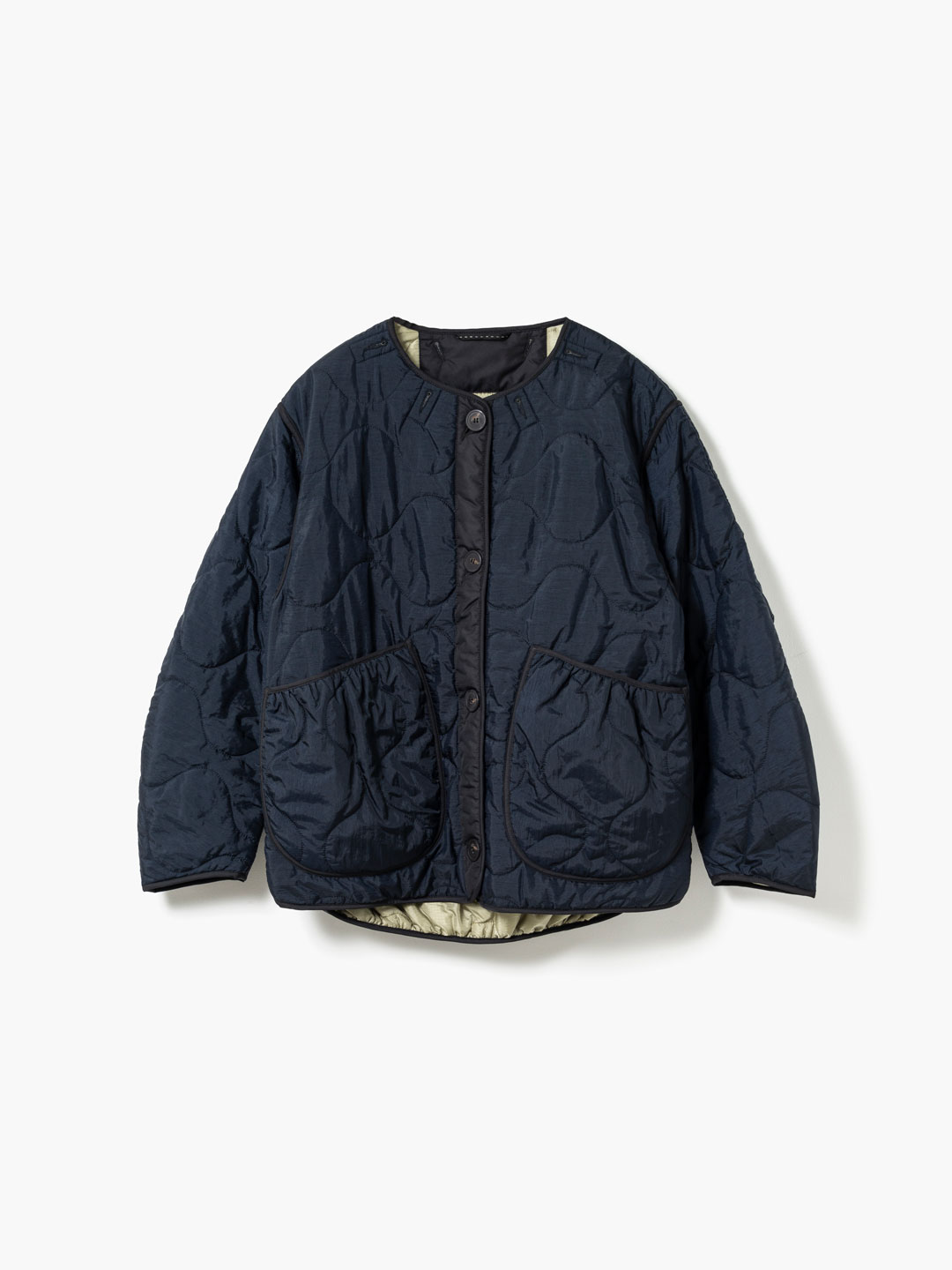 【予約販売】Reversible Cropped Quilt Jacket - Navy