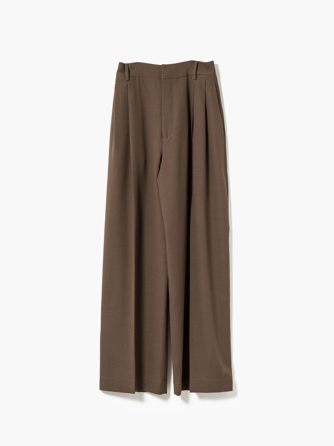 Double Pleated Wide Trousers - Brown