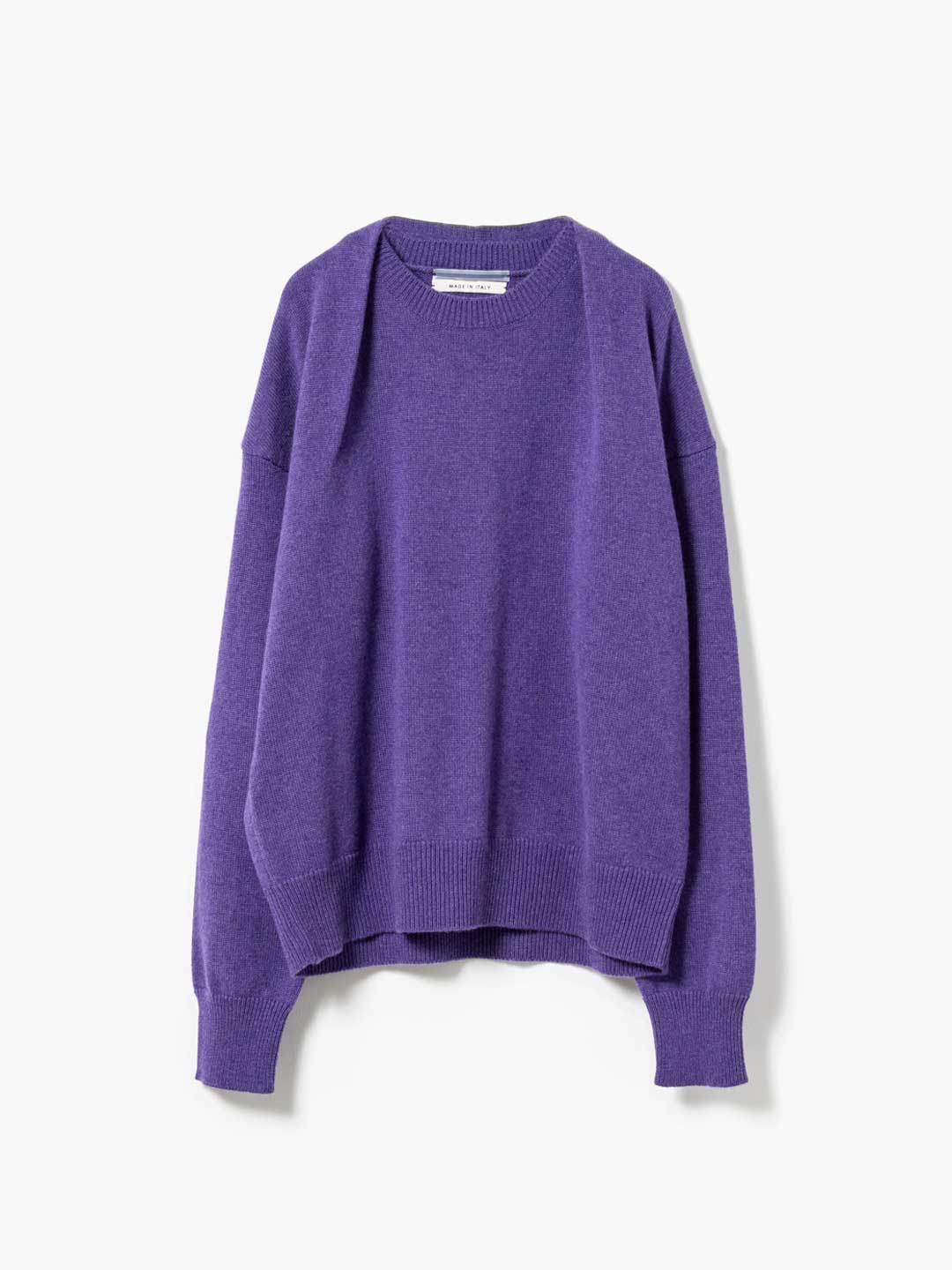Oversized Cashmere Sweater With Draped Collar - Purple