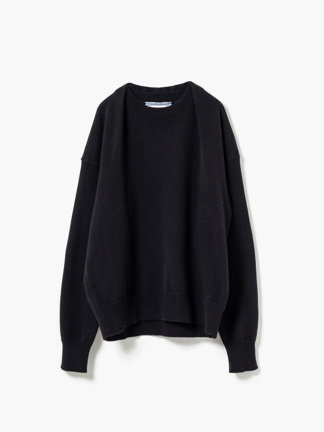 Oversized Cashmere Sweater With Draped Collar - Black