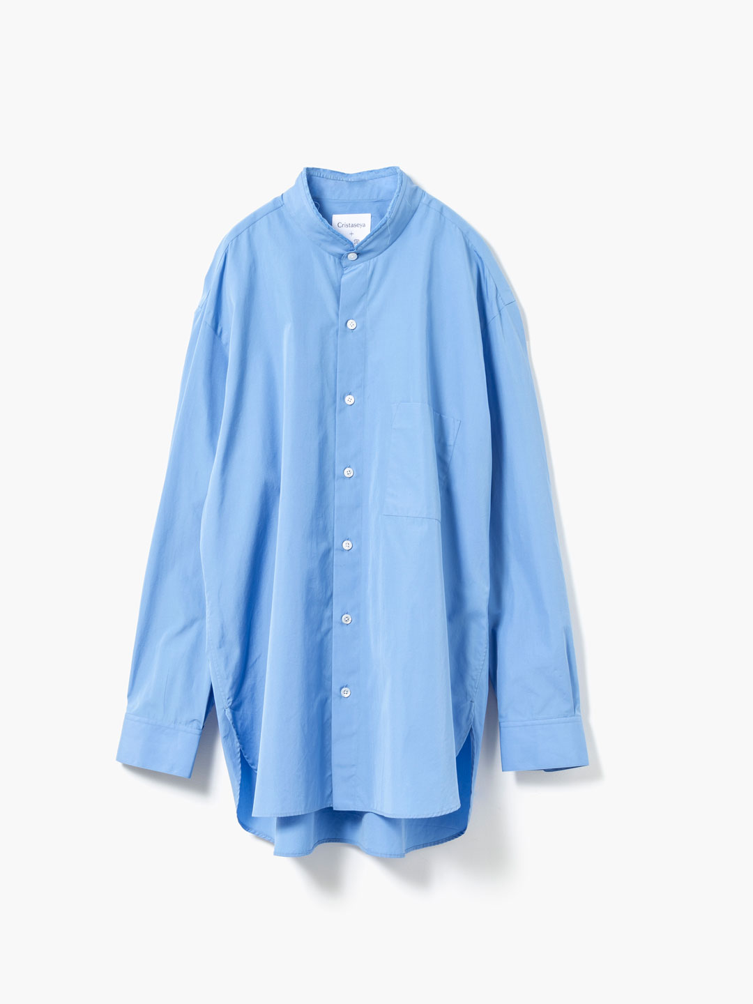 Handmade Mao Shirt With Fringed Collar - Blue