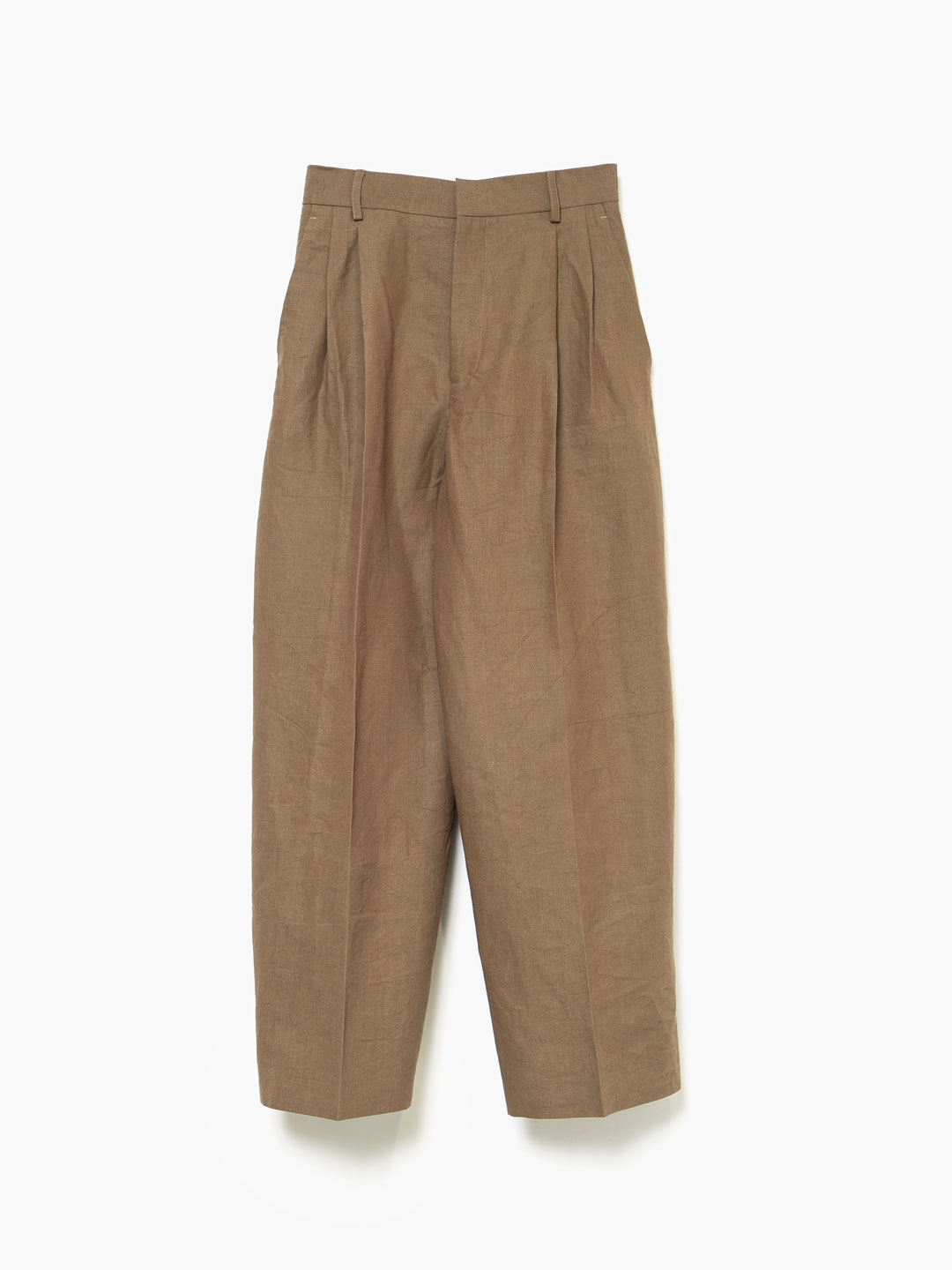 Double Pleated Wide Trousers - Beige