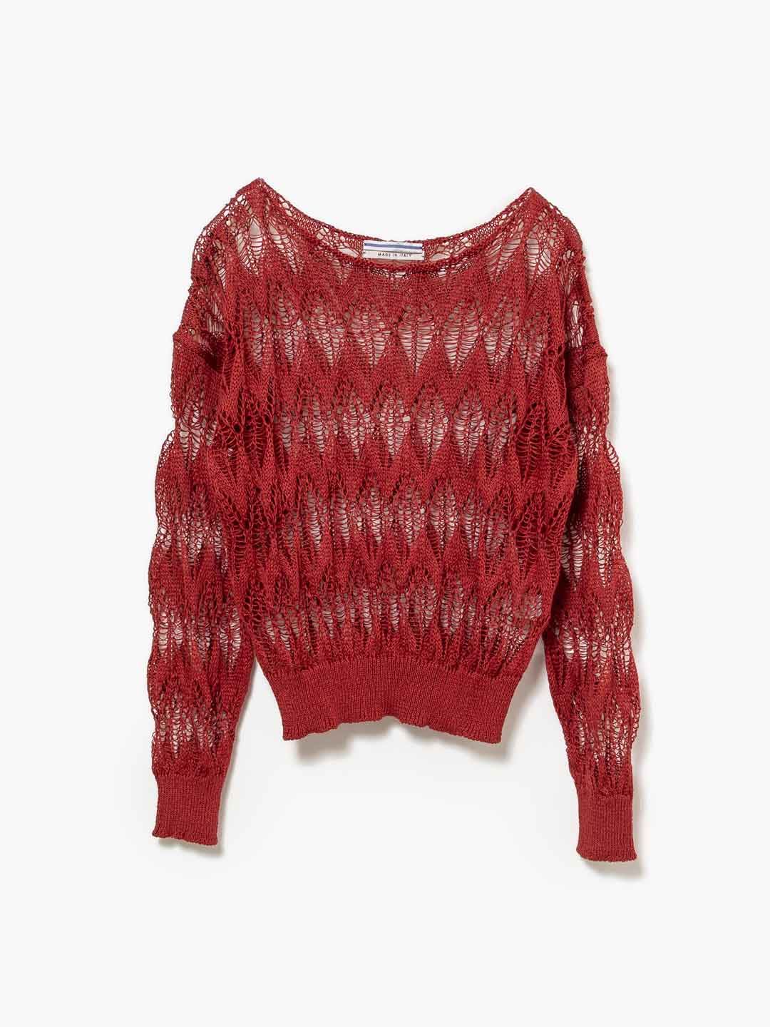 Linen Lace Sweater - Red