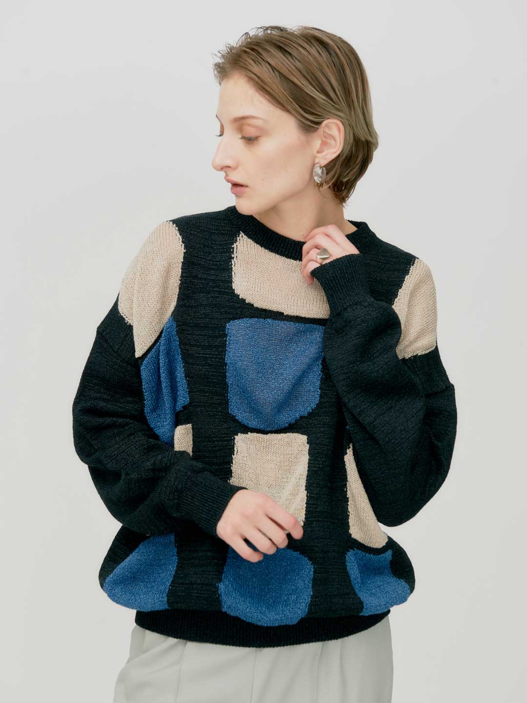 Washi Paper Patchwork Knit - Black