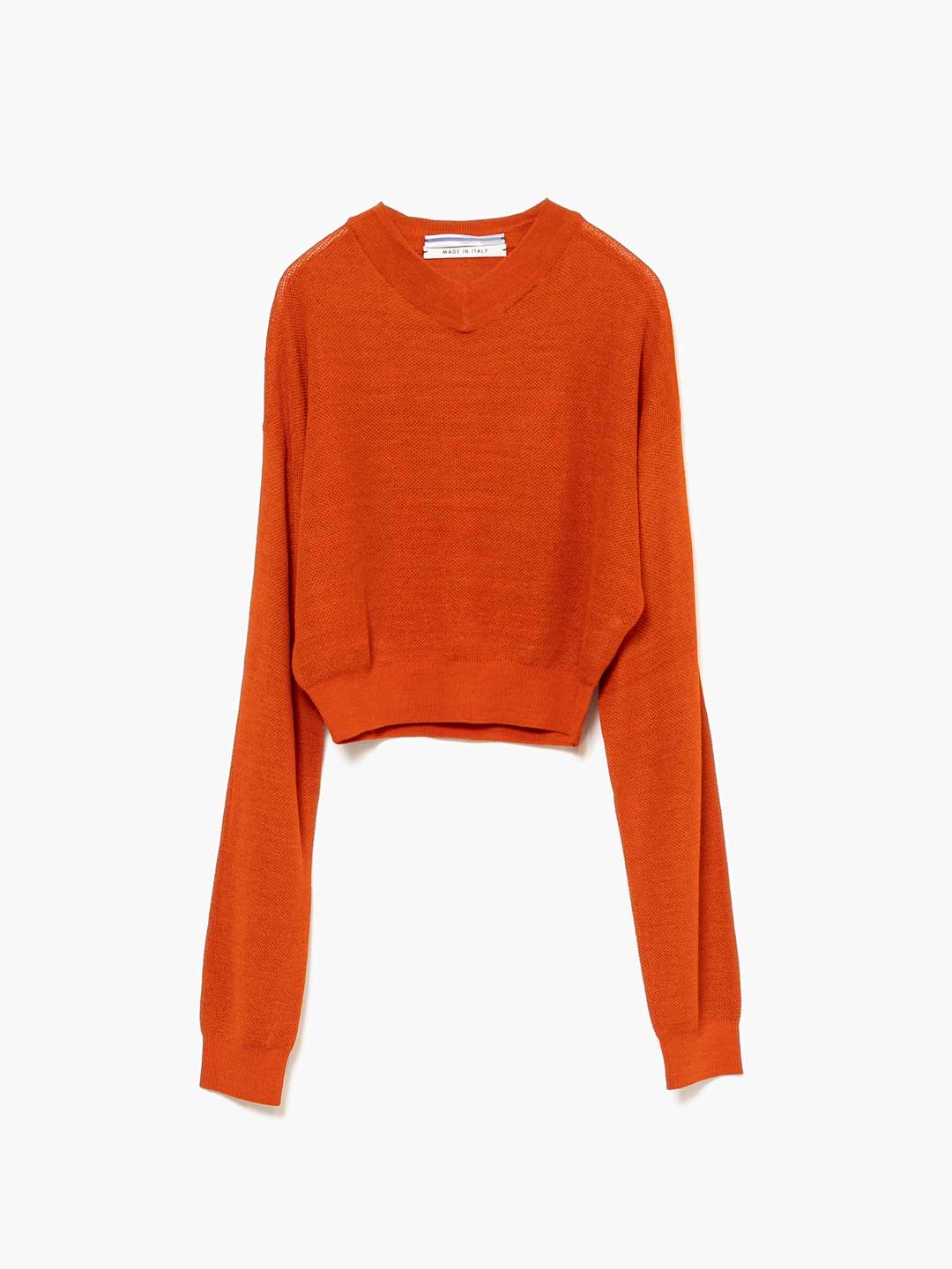 Silk V Neck Knit - Orange
