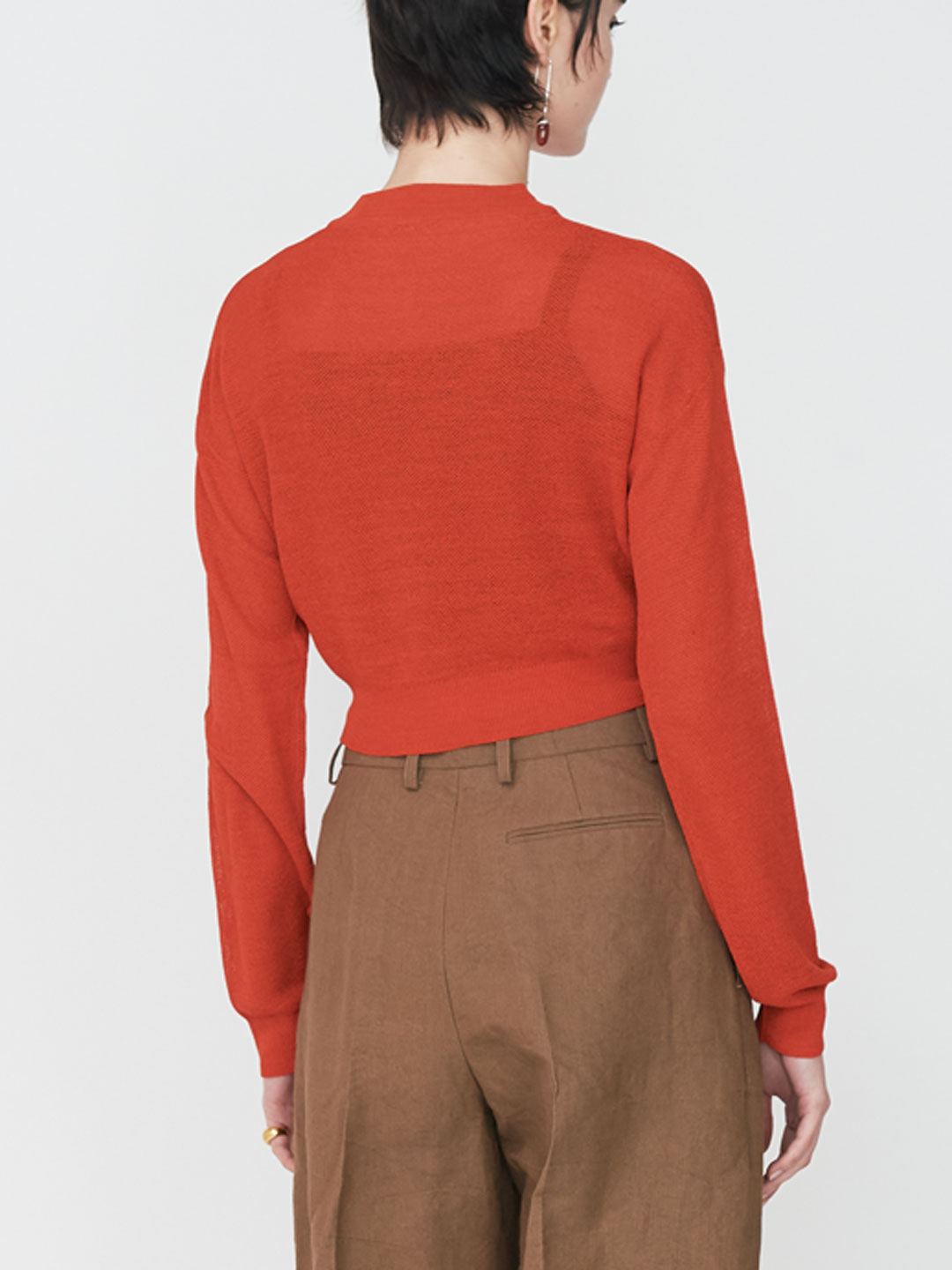 Silk V Neck Sweater - Orange