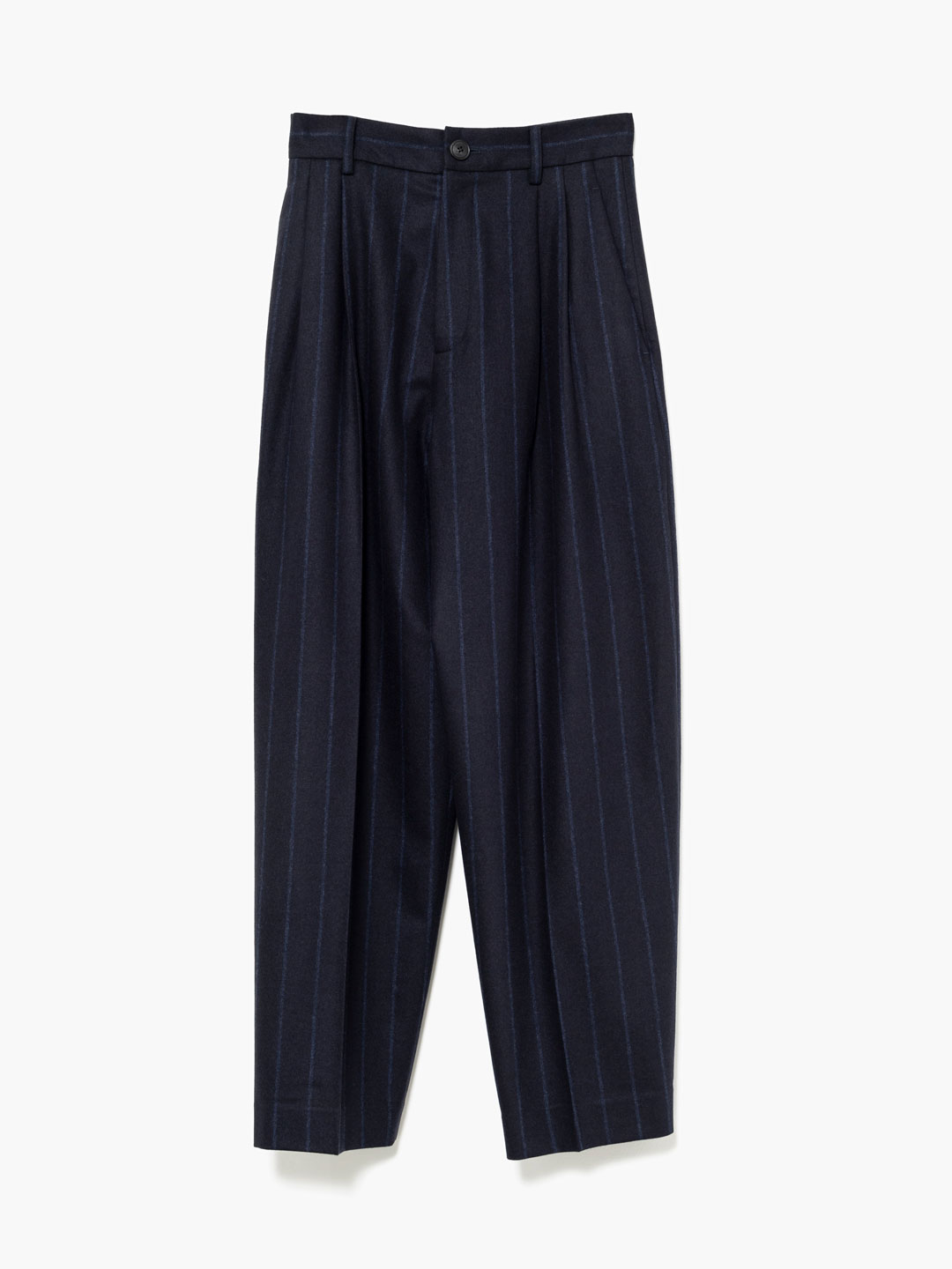Double Pleated Wide Pants - Navy