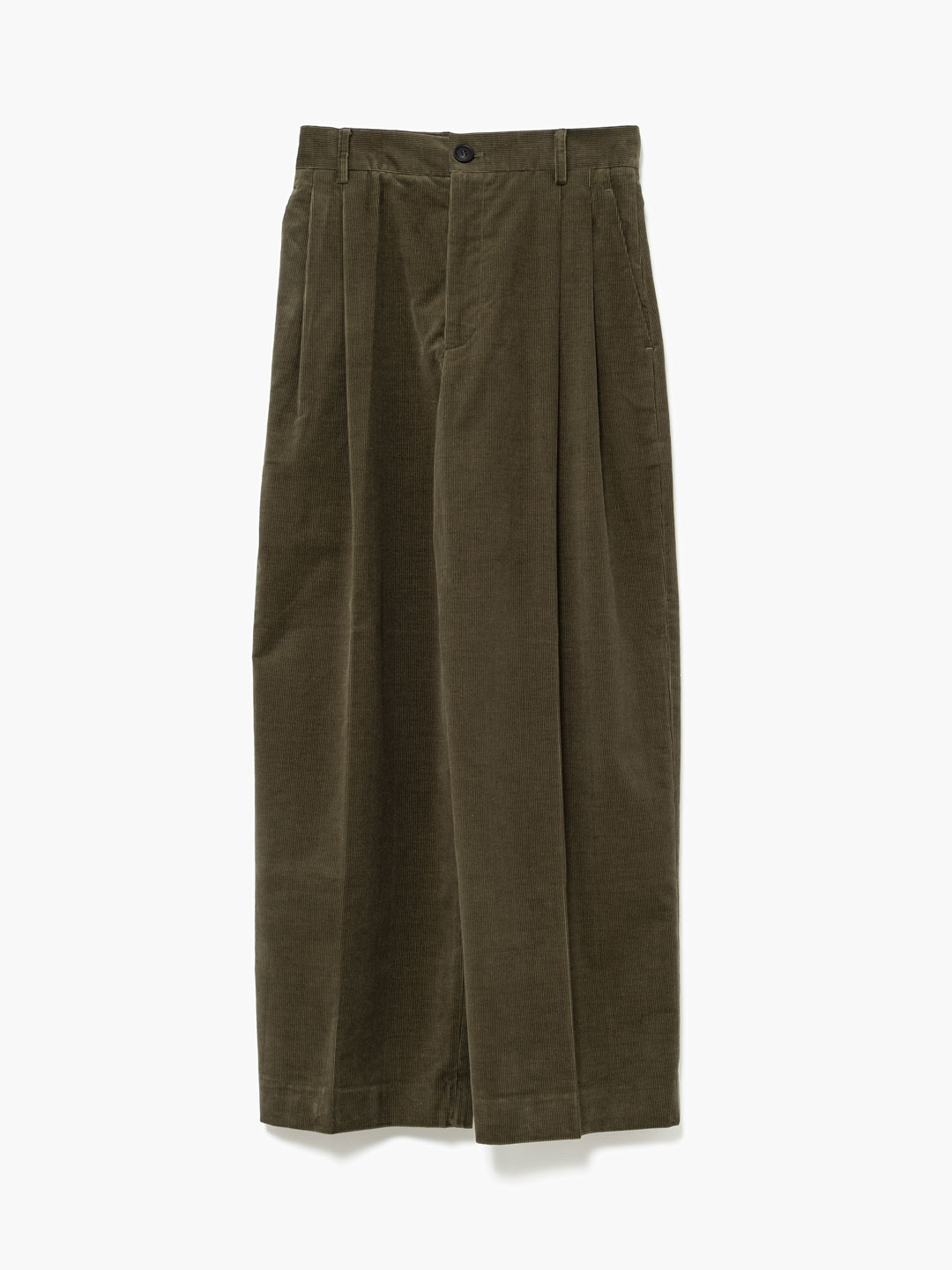 Double Pleated Corduroy Pants - Khaki