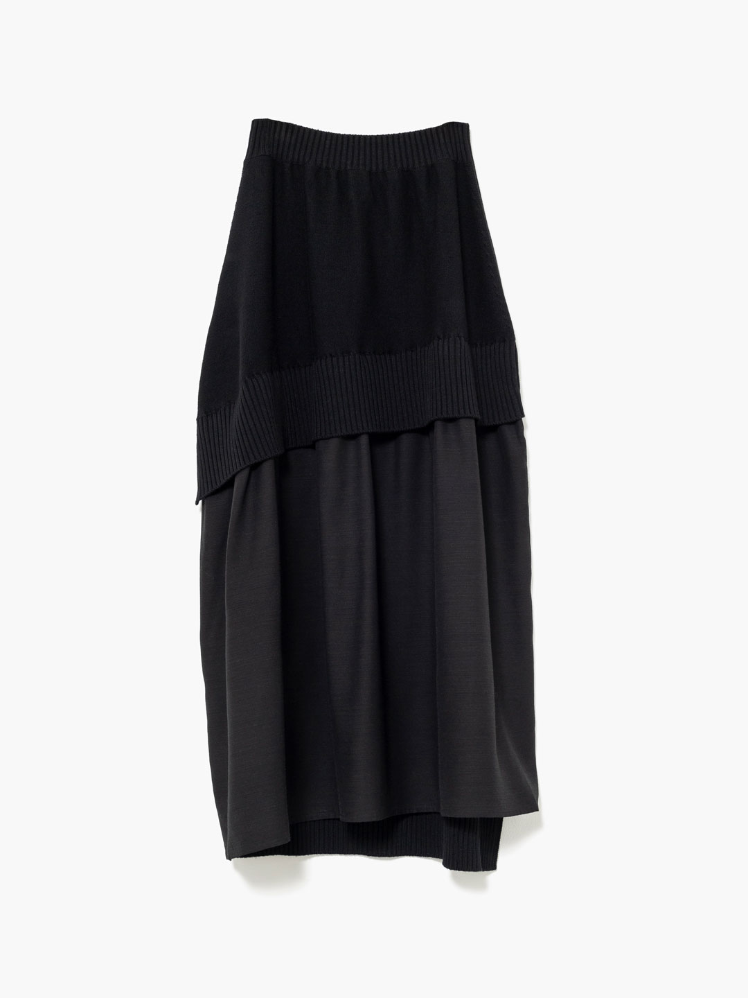 Patched Long Skirt - Black
