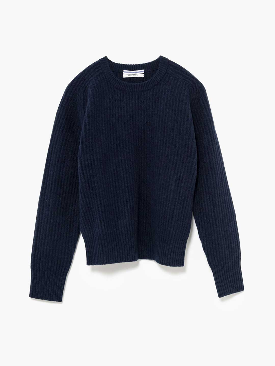 Cashmere & Wool Maxi Ribbed Raglan Knit - Navy