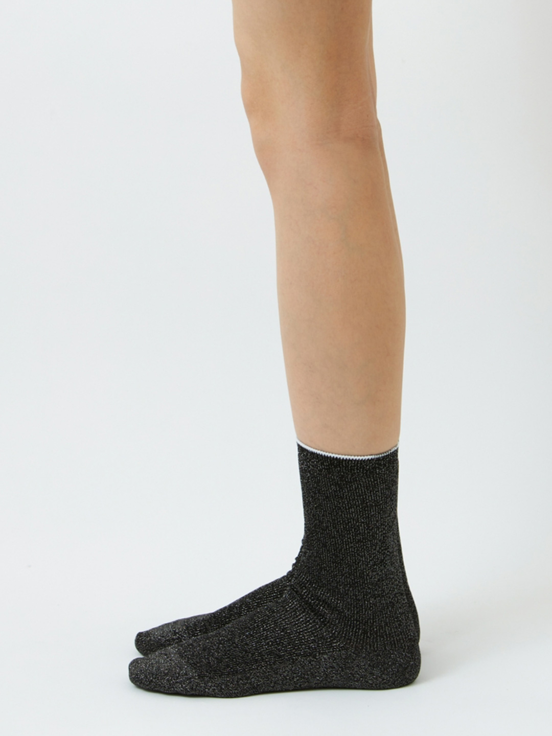 Lurex Fine Ribbed Socks - Black